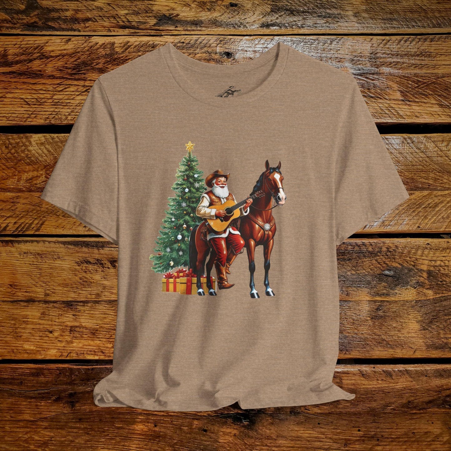 Vintage Cowboy Santa Rockin' Guitar - Premium Extra Soft Vintage Western Tee Shirt - Pick Your Color - Baby, Toddler, Youth, Adult Sizes