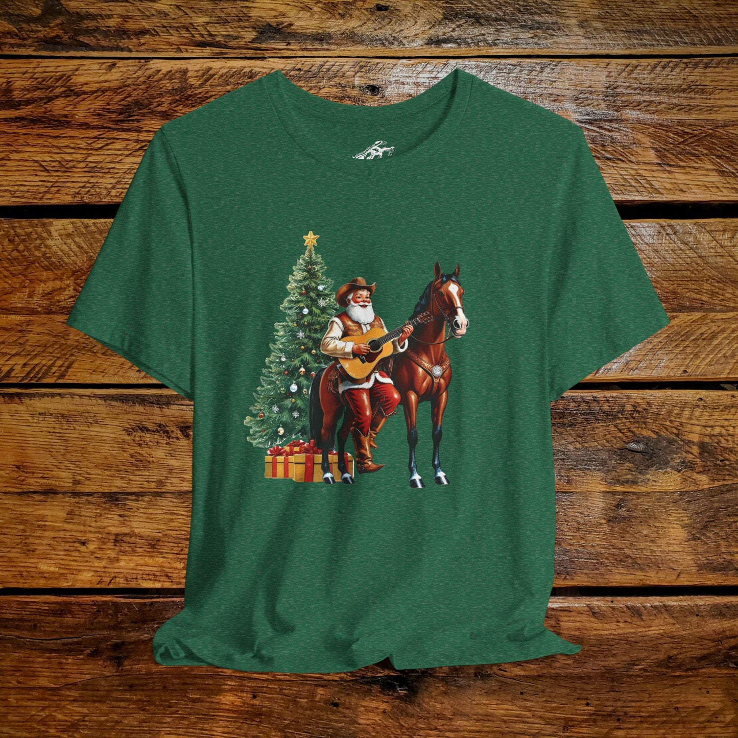 Vintage Cowboy Santa Rockin' Guitar - Premium Extra Soft Vintage Western Tee Shirt - Pick Your Color - Baby, Toddler, Youth, Adult Sizes