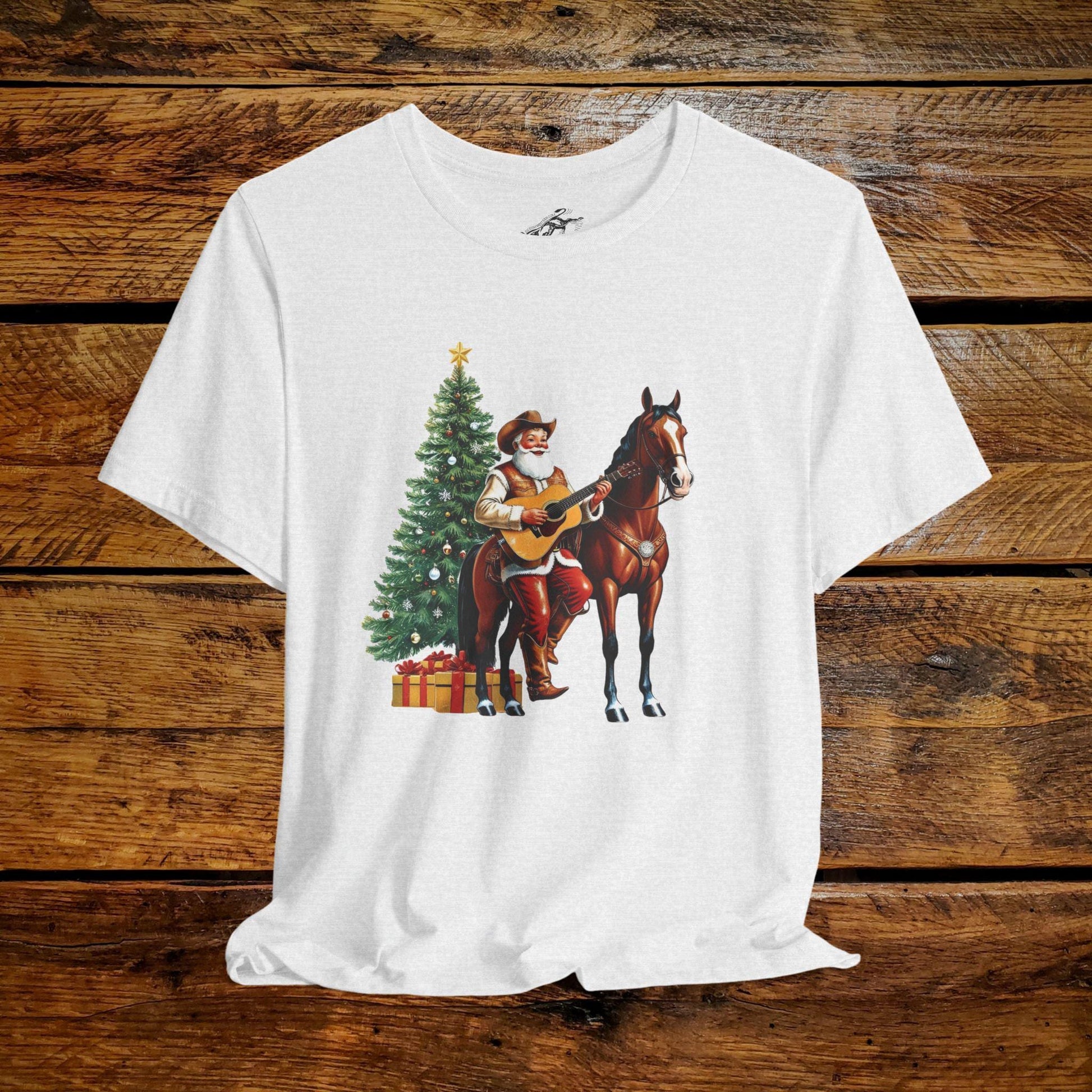 Vintage Cowboy Santa Rockin' Guitar - Premium Extra Soft Vintage Western Tee Shirt - Pick Your Color - Baby, Toddler, Youth, Adult Sizes