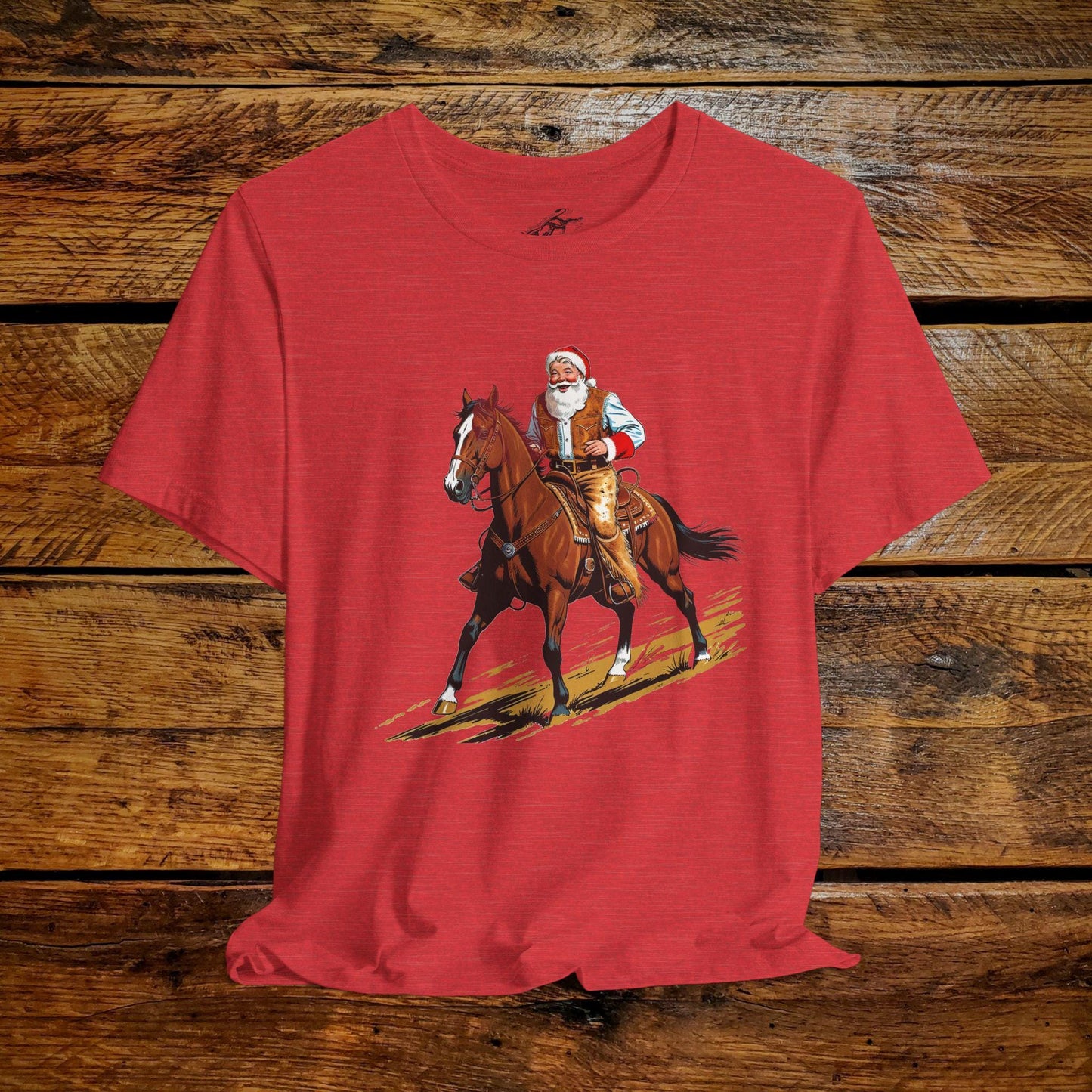 Vintage Cowboy Santa Galloping - Premium Extra Soft Vintage Western Tee Shirt - Pick Your Color - Baby, Toddler, Youth, Adult Sizes