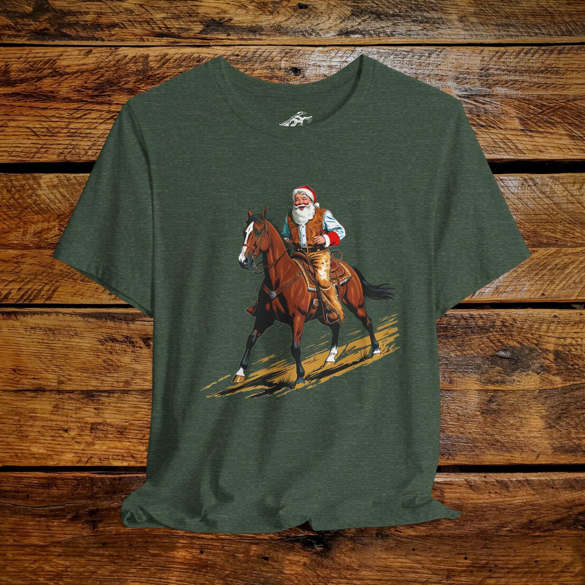 Vintage Cowboy Santa Galloping - Premium Extra Soft Vintage Western Tee Shirt - Pick Your Color - Baby, Toddler, Youth, Adult Sizes