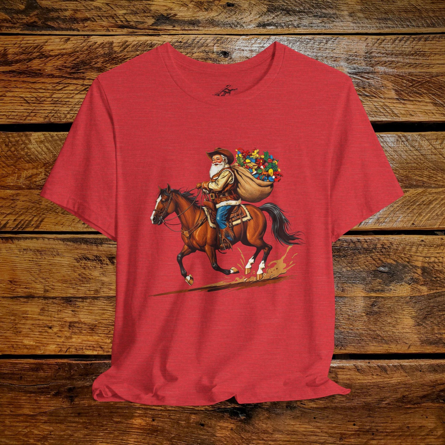 Vintage Cowboy Santa Riding Horse - Premium Extra Soft Vintage Western Tee Shirt - Pick Your Color - Baby, Toddler, Youth, Adult Sizes