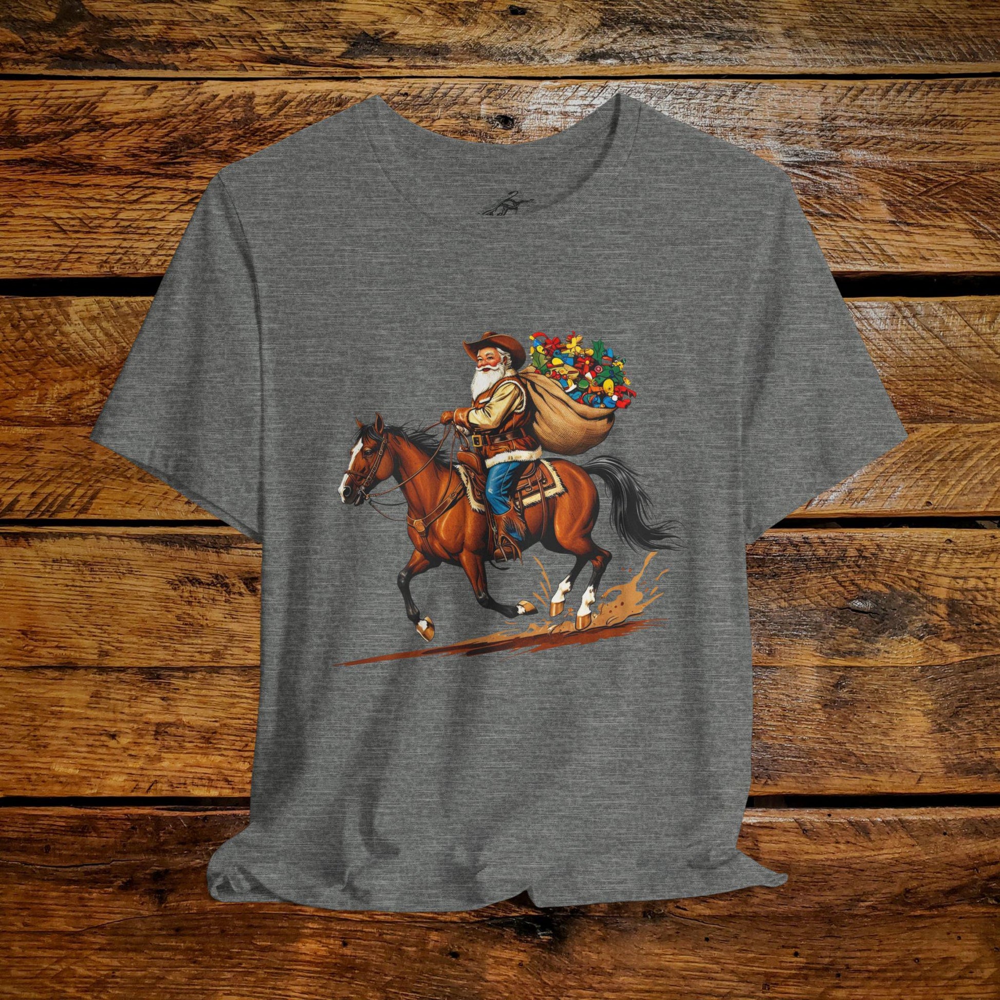 Vintage Cowboy Santa Riding Horse - Premium Extra Soft Vintage Western Tee Shirt - Pick Your Color - Baby, Toddler, Youth, Adult Sizes