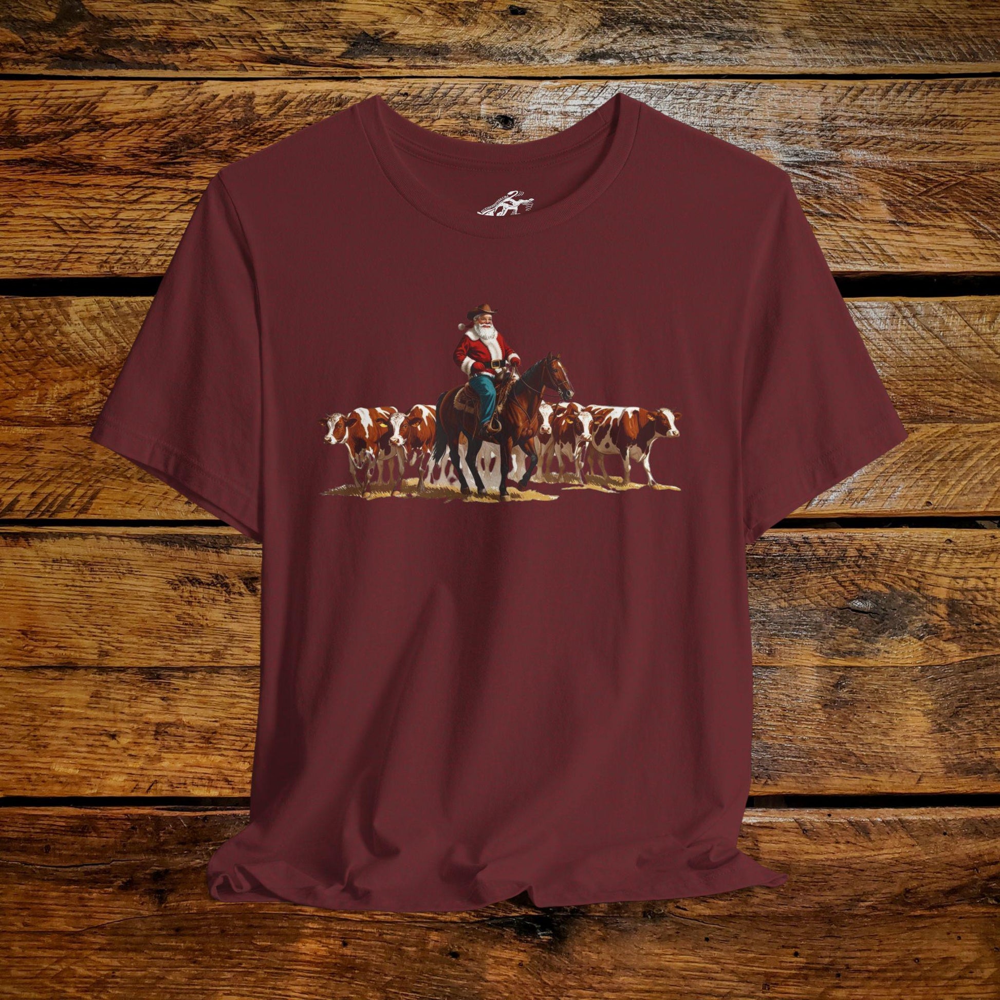 Vintage Ranch Cowboy Santa & Cows - Premium Extra Soft Vintage Western Tee Shirt - Pick Your Color - Baby, Toddler, Youth, Adult Sizes