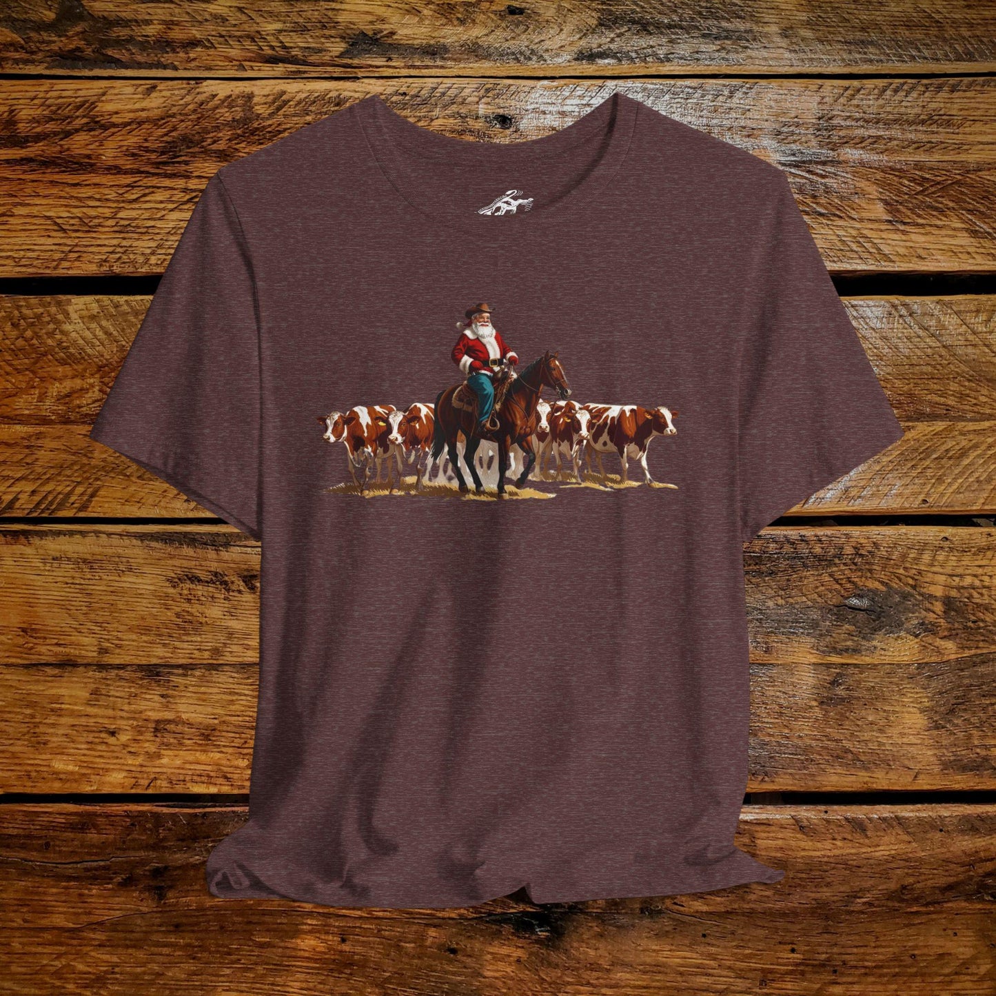 Vintage Ranch Cowboy Santa & Cows - Premium Extra Soft Vintage Western Tee Shirt - Pick Your Color - Baby, Toddler, Youth, Adult Sizes