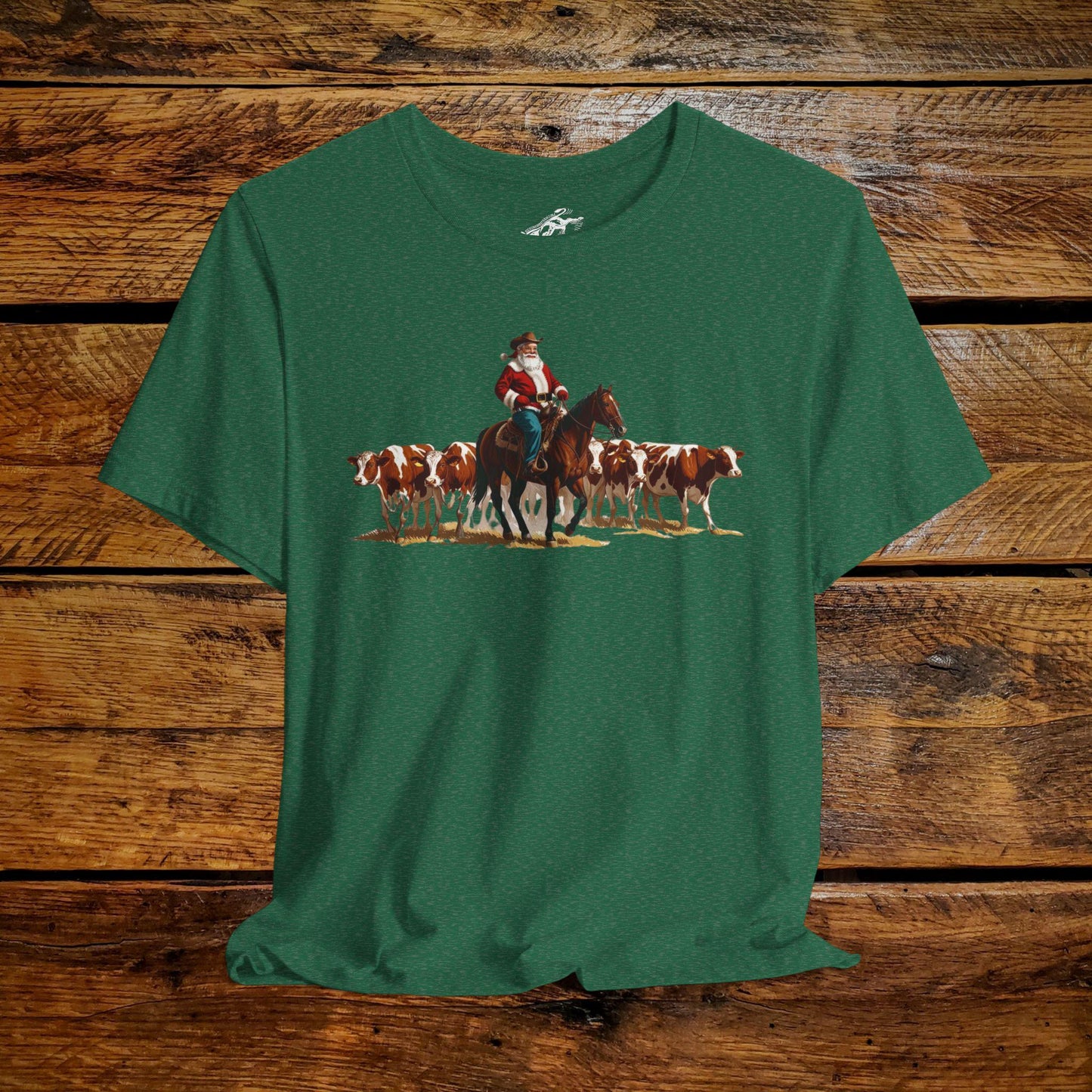 Vintage Ranch Cowboy Santa & Cows - Premium Extra Soft Vintage Western Tee Shirt - Pick Your Color - Baby, Toddler, Youth, Adult Sizes