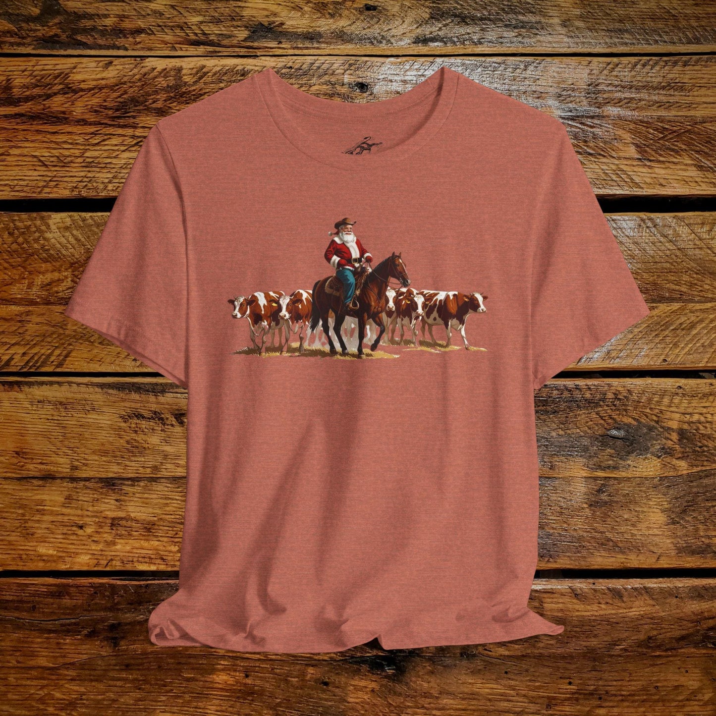 Vintage Ranch Cowboy Santa & Cows - Premium Extra Soft Vintage Western Tee Shirt - Pick Your Color - Baby, Toddler, Youth, Adult Sizes