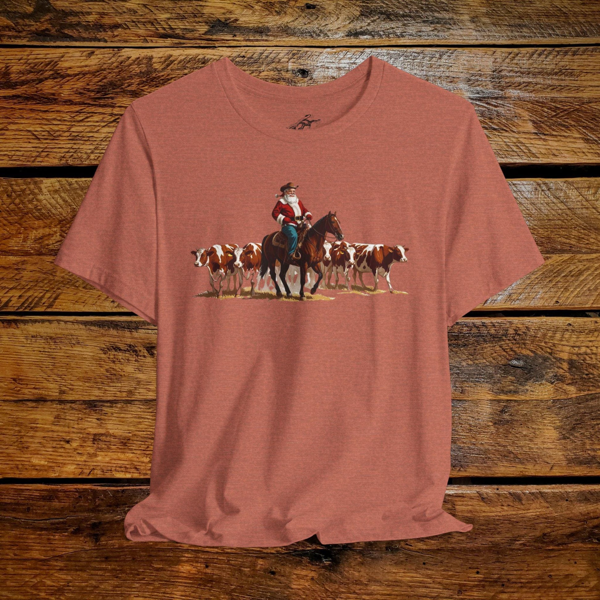 Vintage Ranch Cowboy Santa & Cows - Premium Extra Soft Vintage Western Tee Shirt - Pick Your Color - Baby, Toddler, Youth, Adult Sizes