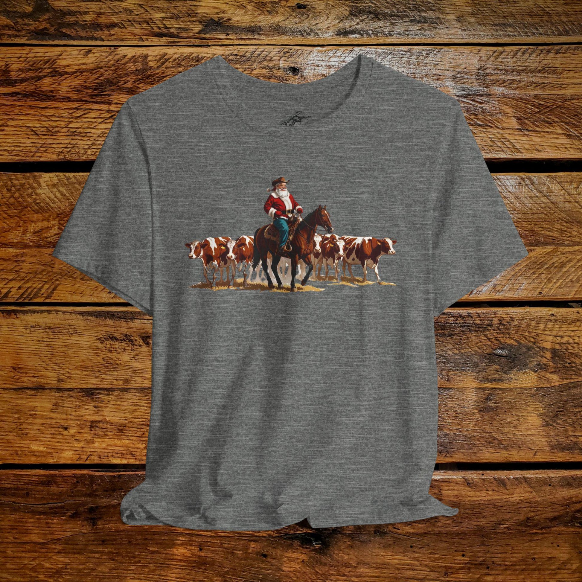 Vintage Ranch Cowboy Santa & Cows - Premium Extra Soft Vintage Western Tee Shirt - Pick Your Color - Baby, Toddler, Youth, Adult Sizes