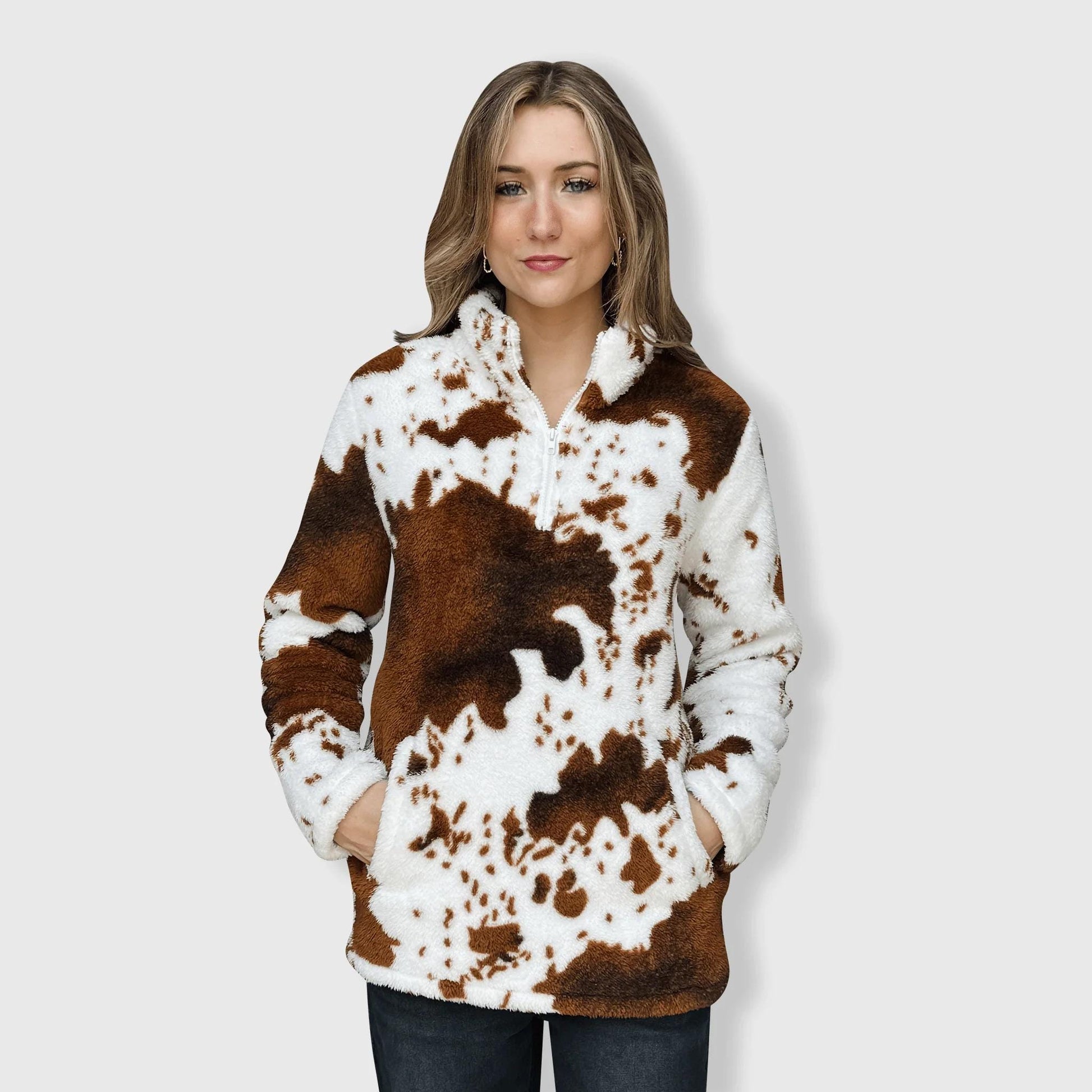 Super Plush Cow Print Fleece Sherpa Pullovers - Youth & Adult Sizes!