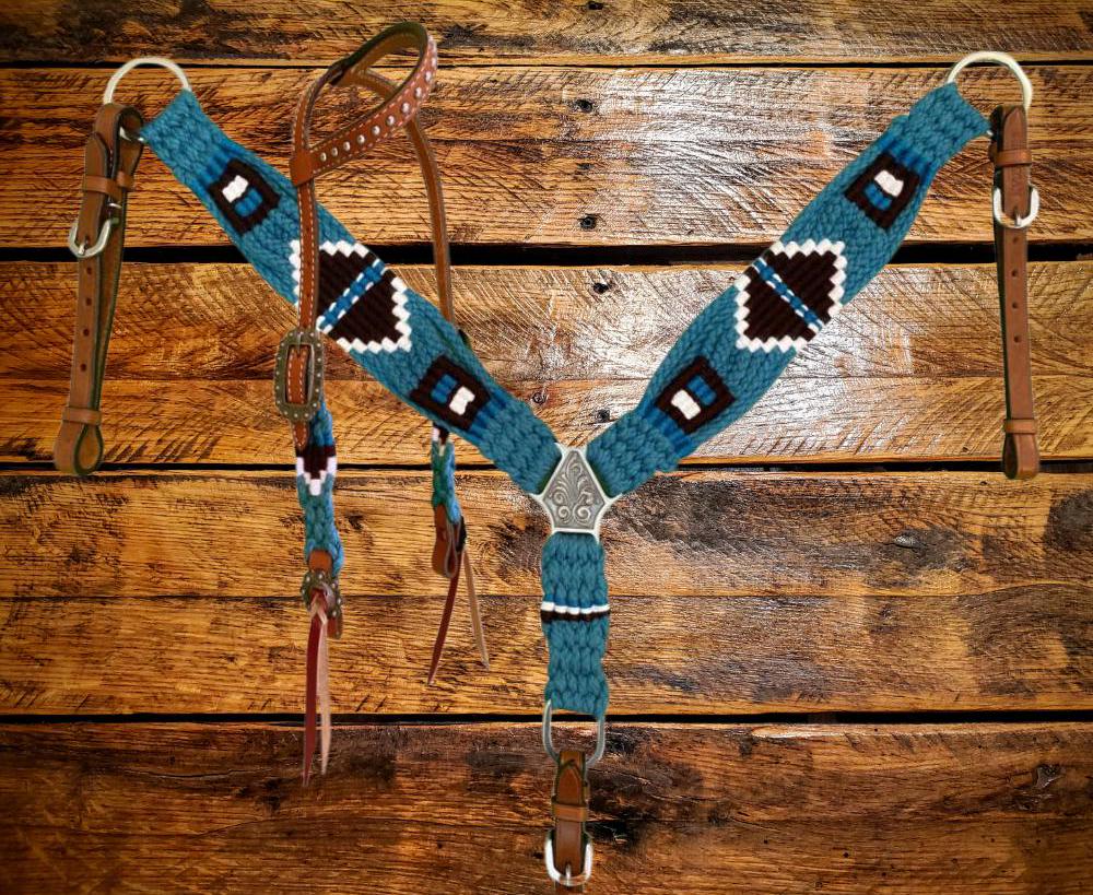 Handwoven Pony Western Breastcollar & Headstall Set