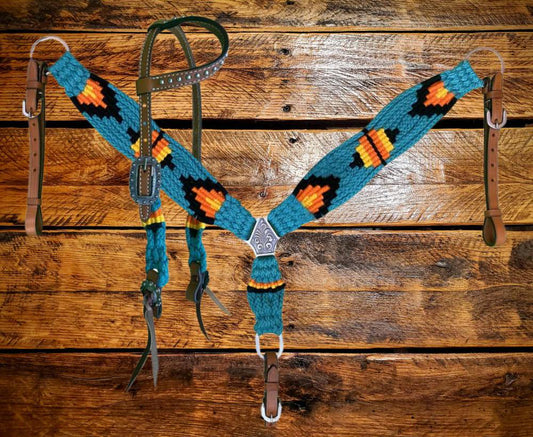 Handwoven Pony Western Breastcollar & Headstall Set