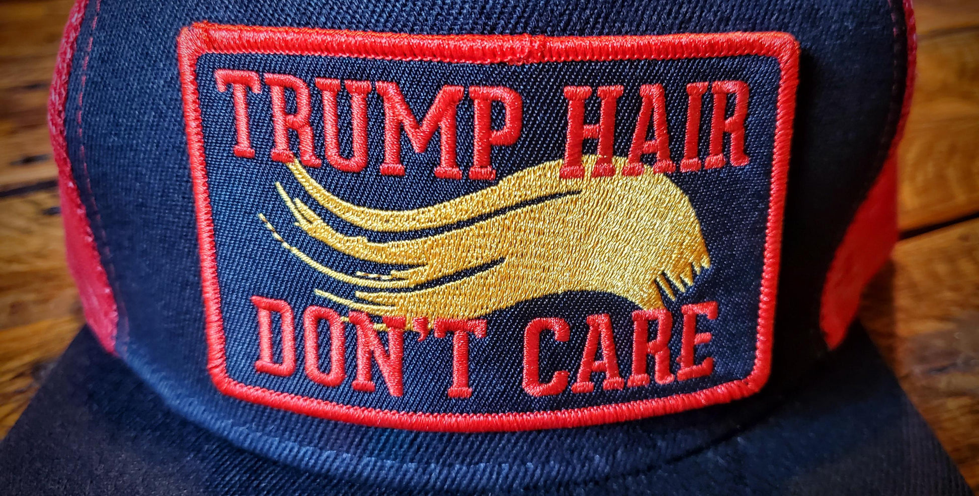 Trump Hair Don't Care Embroidered Retro Trucker Hat - Infant, Youth, & Adult Sizes