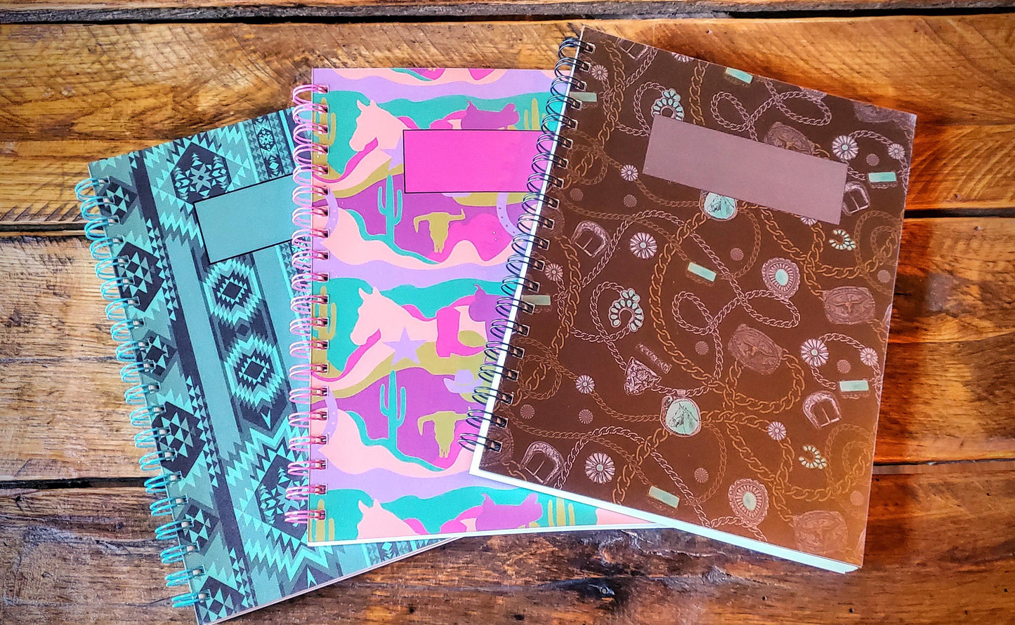 Premium Western Spiral Bound Notebooks / Journals - Great Unique Christmas Gifts and Stocking Stuffers!