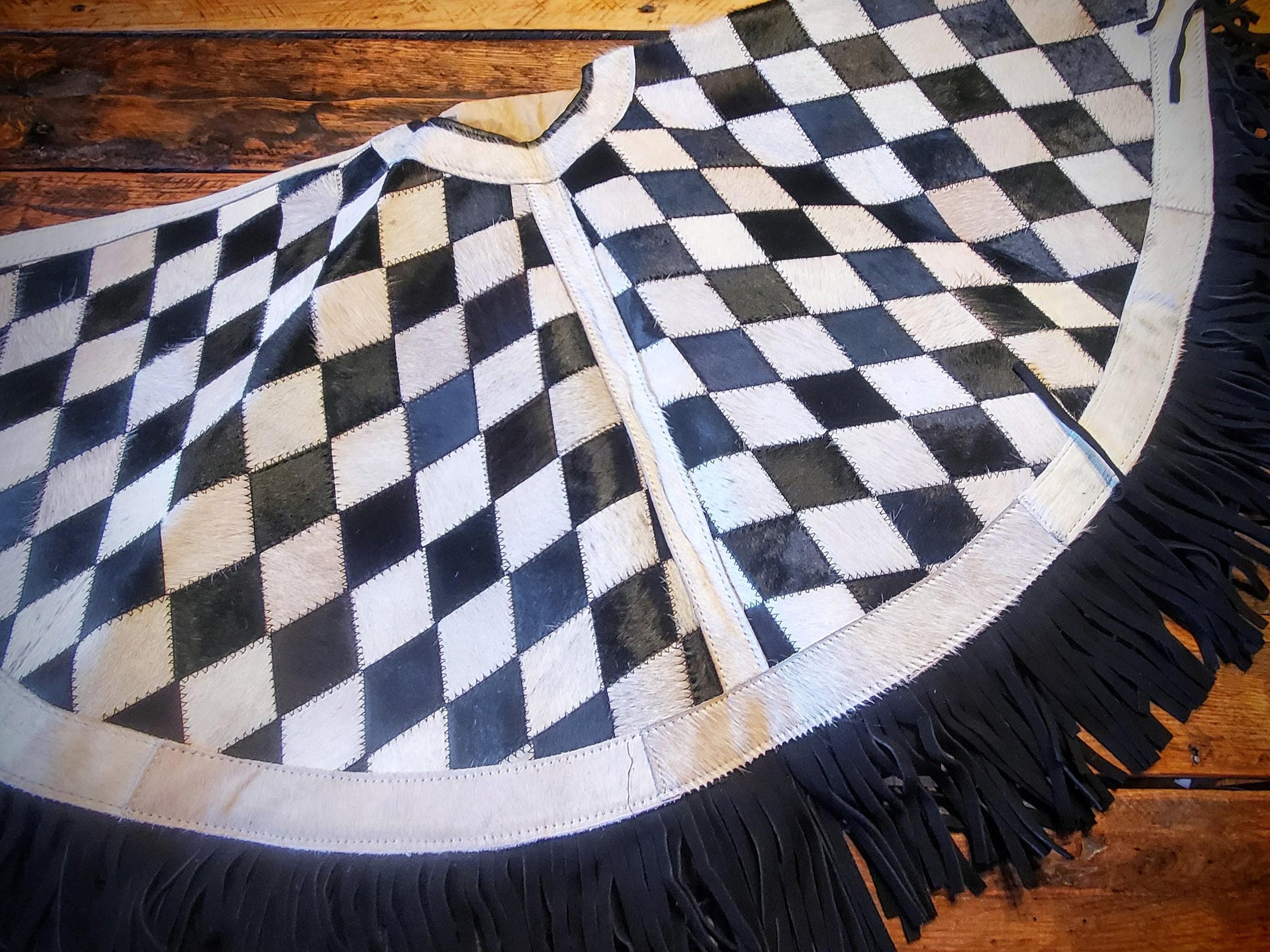 Genuine Leather Cowhide Fringe Christmas Tree Skirts