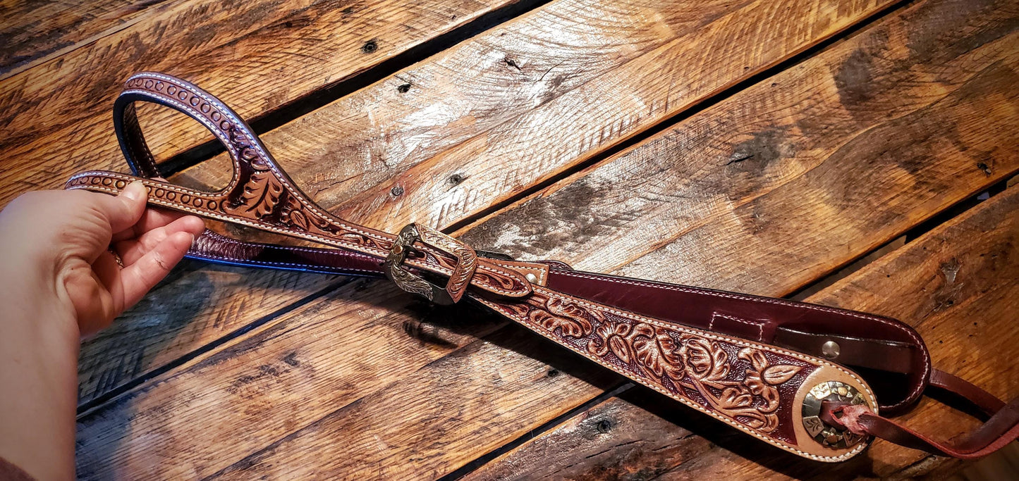 Gorgeous Hand Tooled Leather Split Ear Headstall