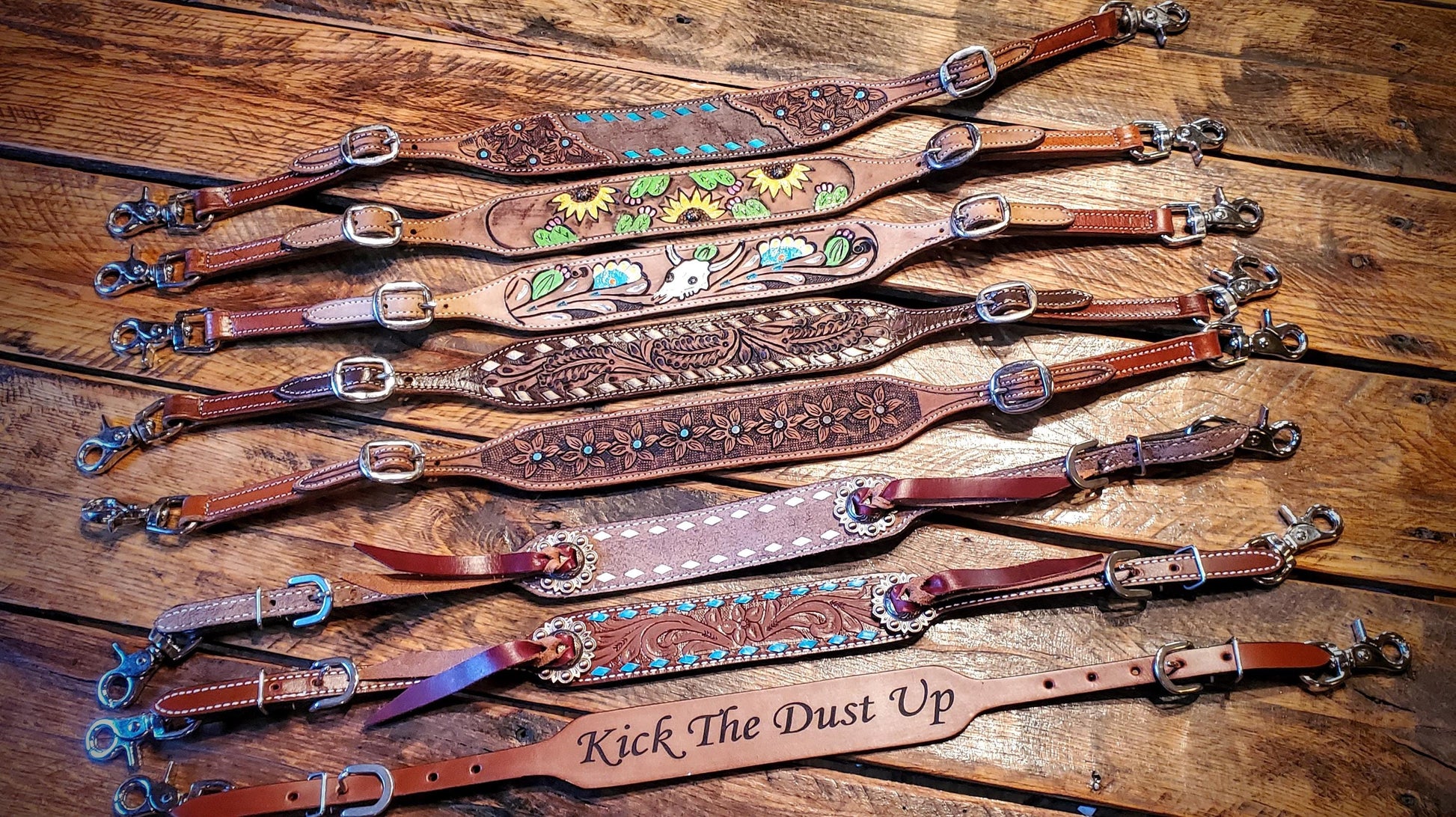 Adjustable Tooled Leather & Beaded Wither Straps - Great Gifts for horse lovers!