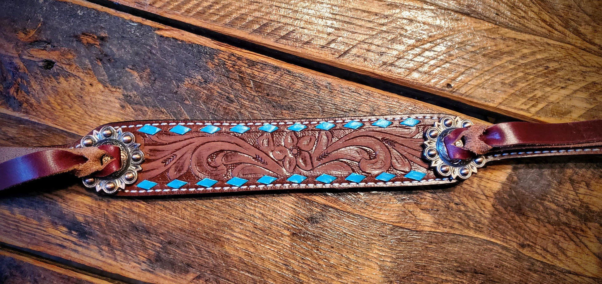 Adjustable Tooled Leather & Beaded Wither Straps - Great Gifts for horse lovers!