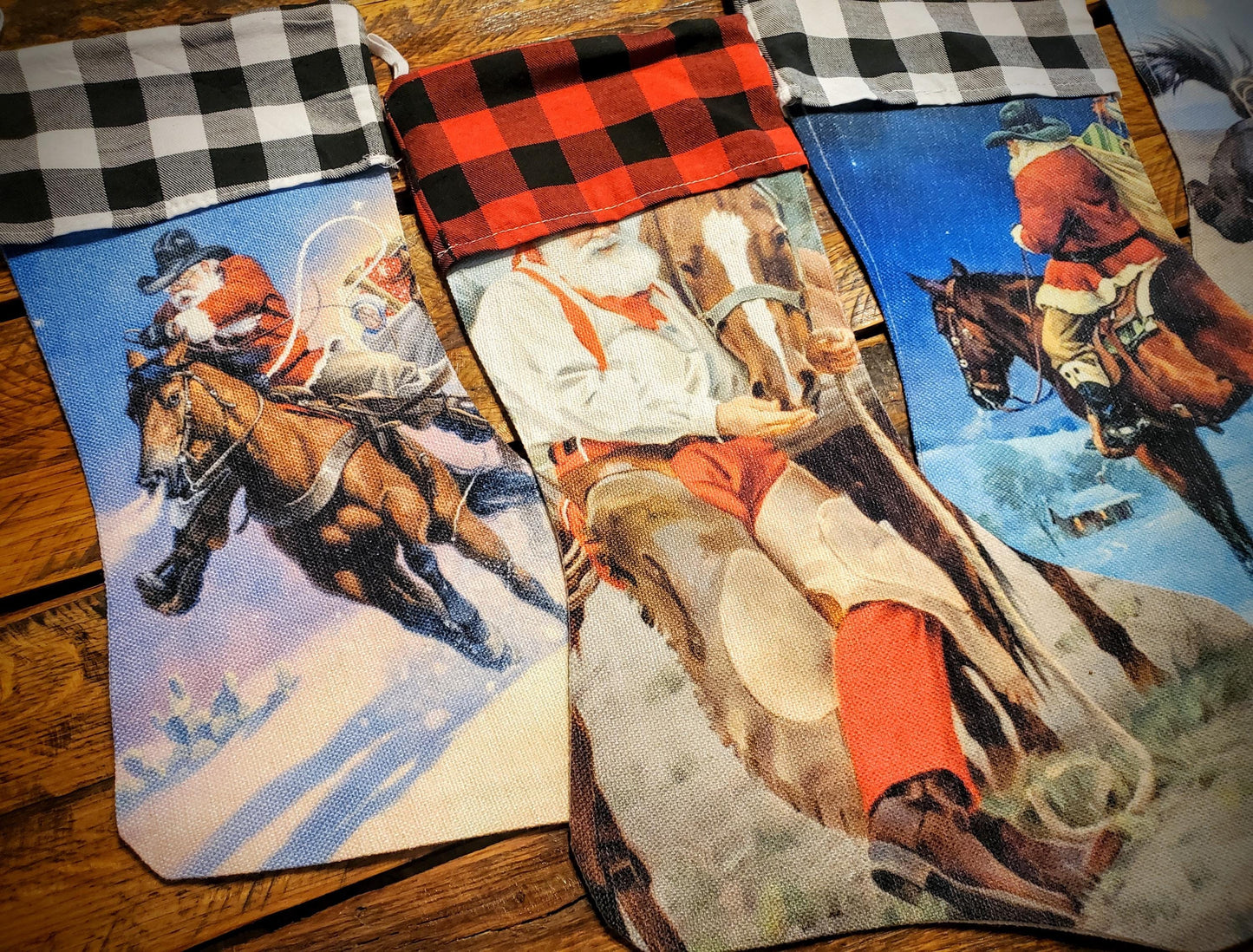 Vintage Cowboy Santa Christmas Stockings