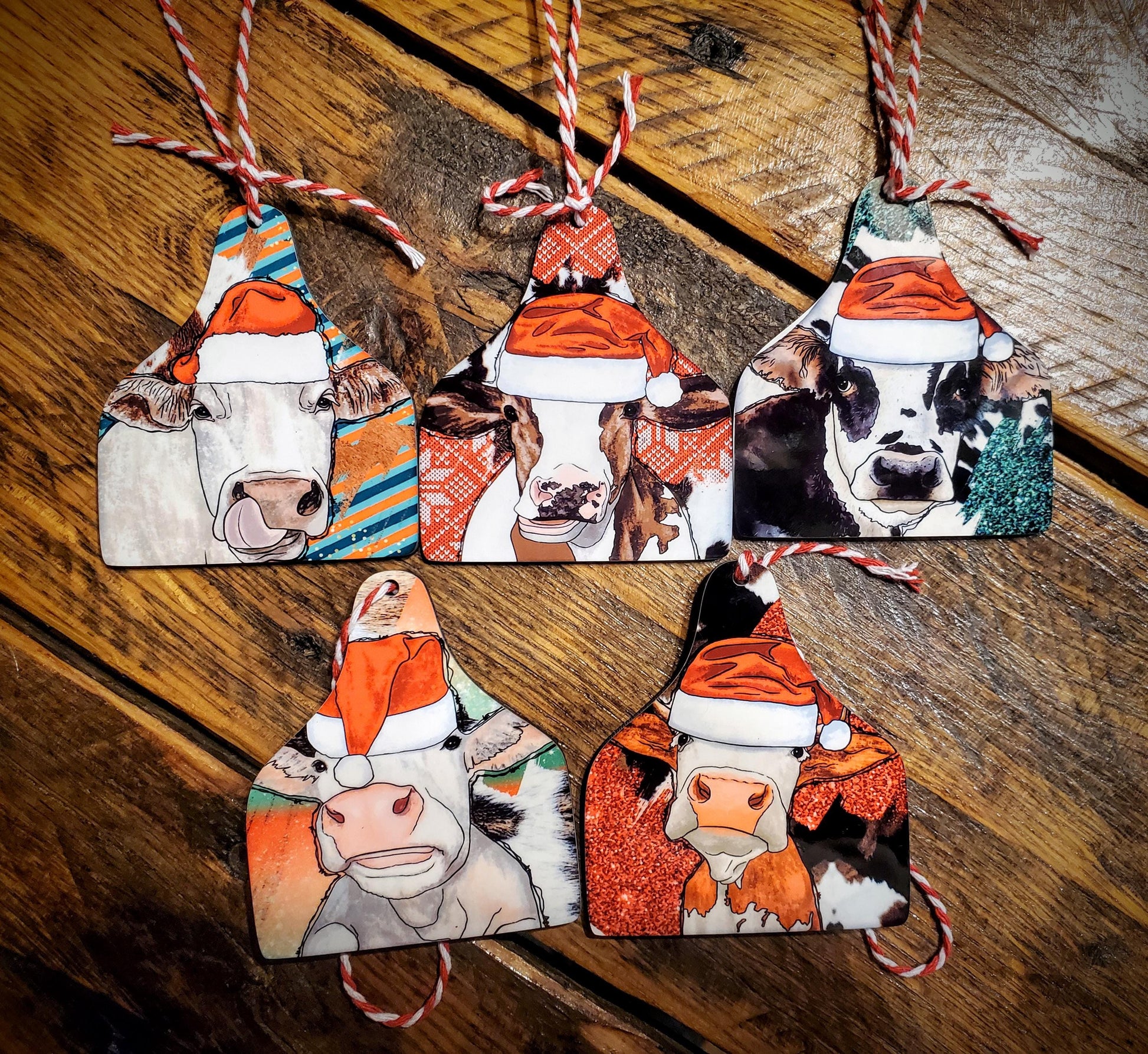 Country Christmas Farm Animal Earrings - Handmade Holiday Printed Wood Earrings - Hypoallergenic, Pick Your Style