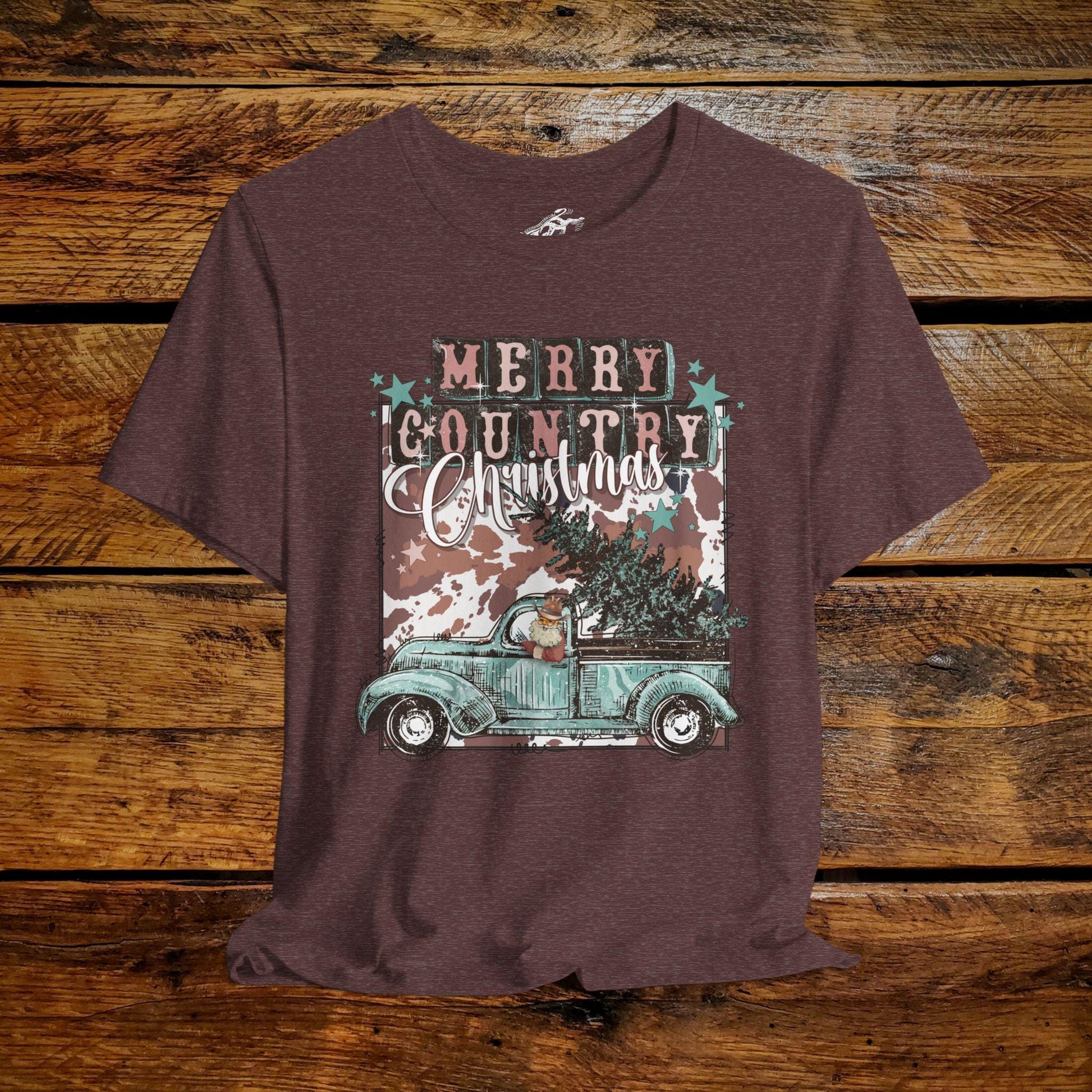 Merry Country Christmas Retro Truck - Premium Extra Soft Vintage Western Tee Shirt - Pick Your Color - Baby, Toddler, Youth, Adult Sizes