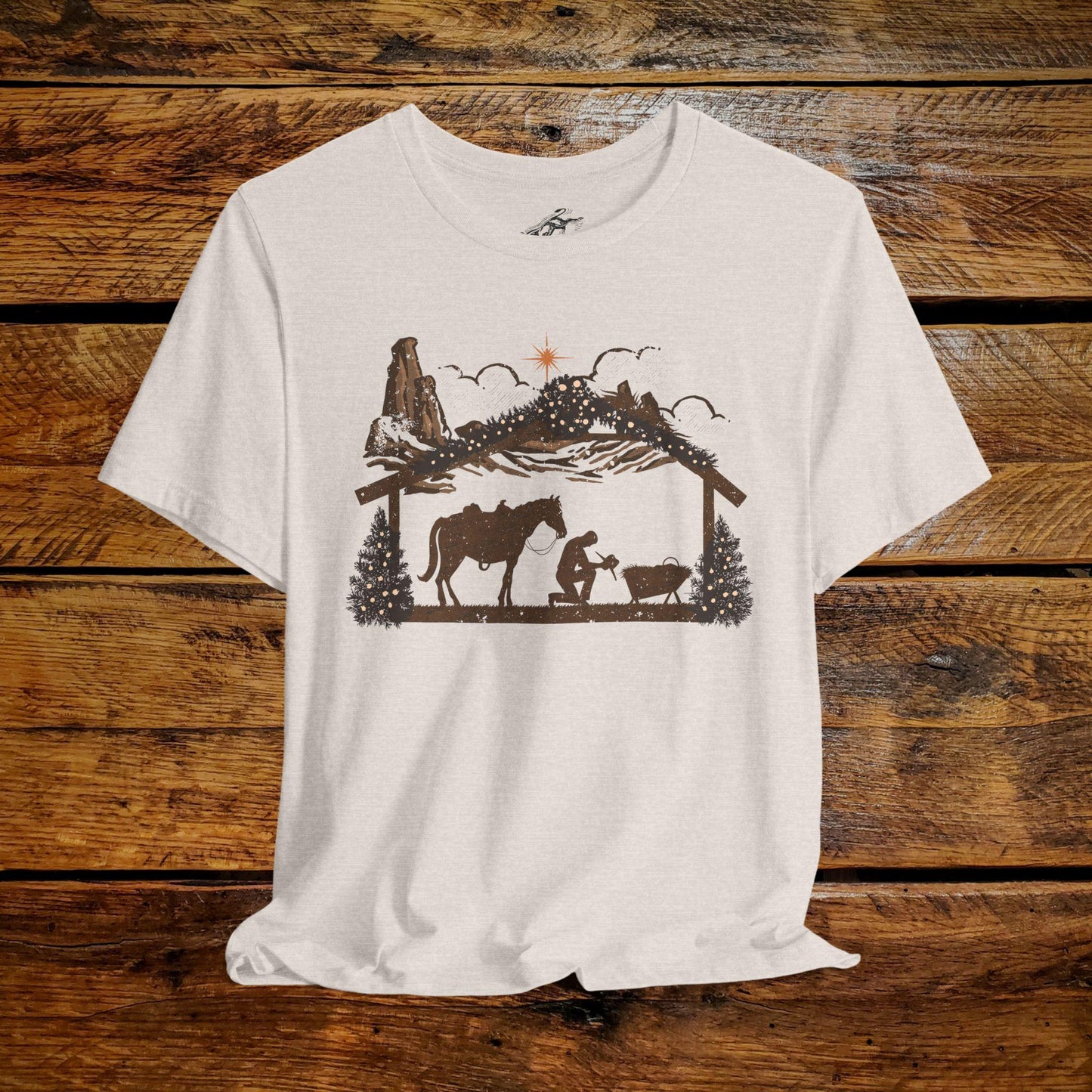 Cowboy Nativity Manger Scene - Premium Extra Soft Vintage Western Tee Shirt - Pick Your Color - Baby, Toddler, Youth, Adult Sizes