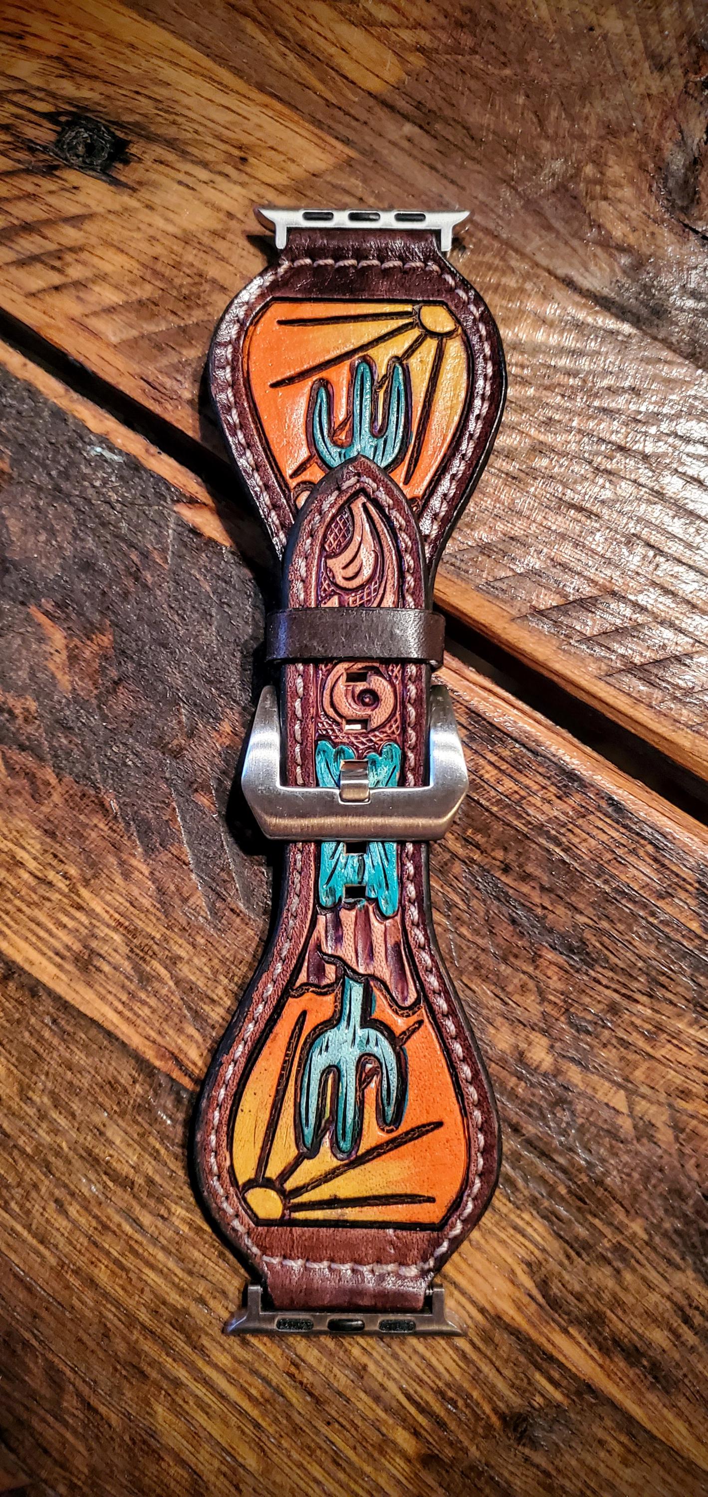 Hand Tooled Leather Watch Bands - Great Christmas Gifts & Stocking Stuffers!