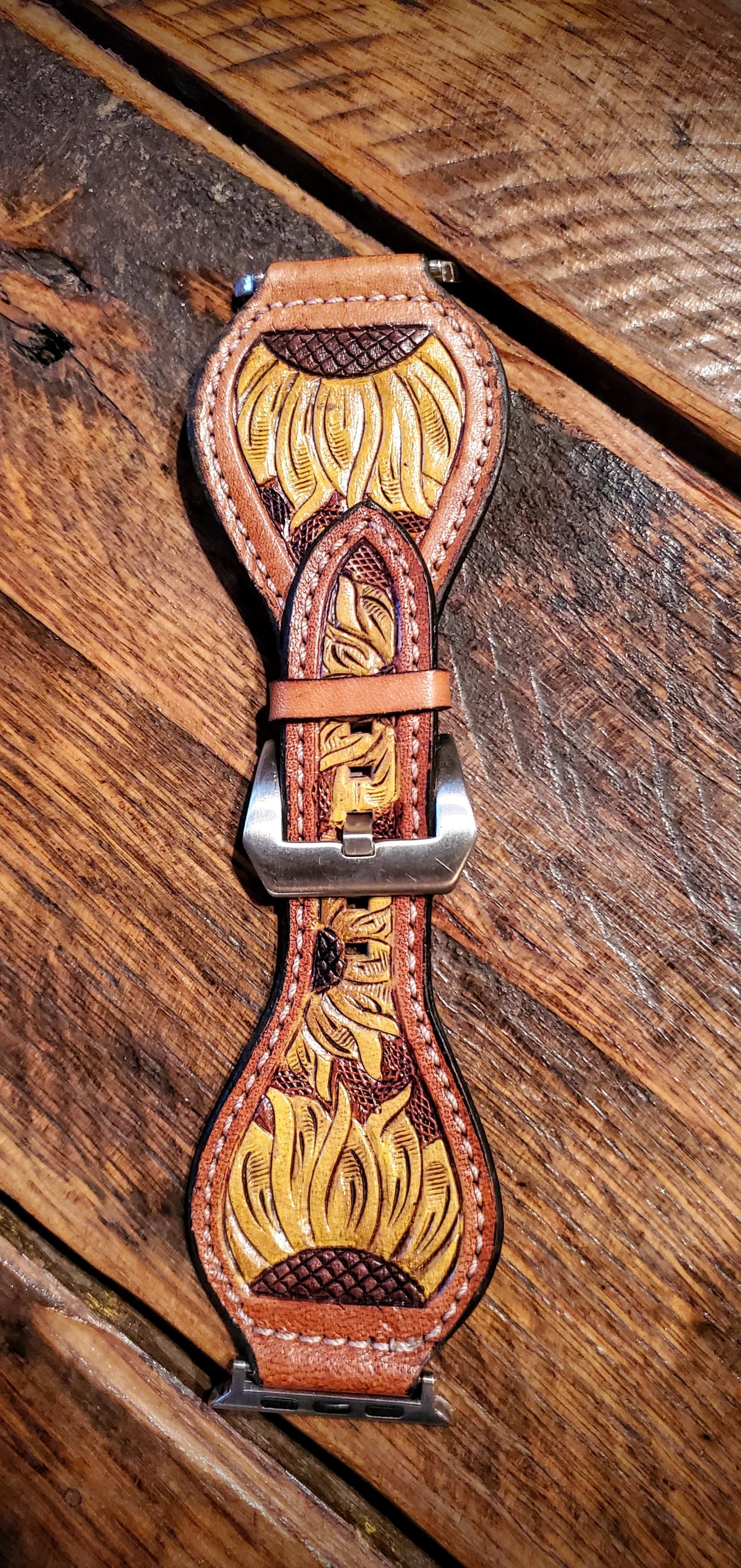 Hand Tooled Leather Watch Bands - Great Christmas Gifts & Stocking Stuffers!