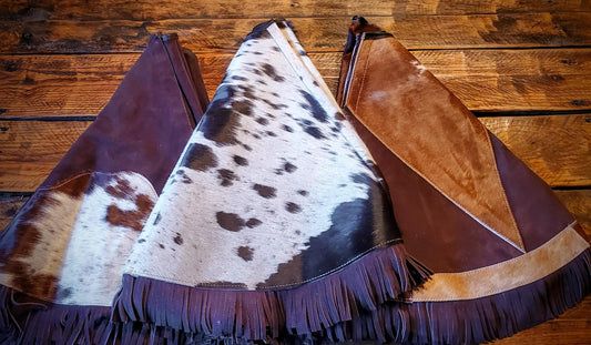 Genuine Leather Cowhide Fringe Christmas Tree Skirts