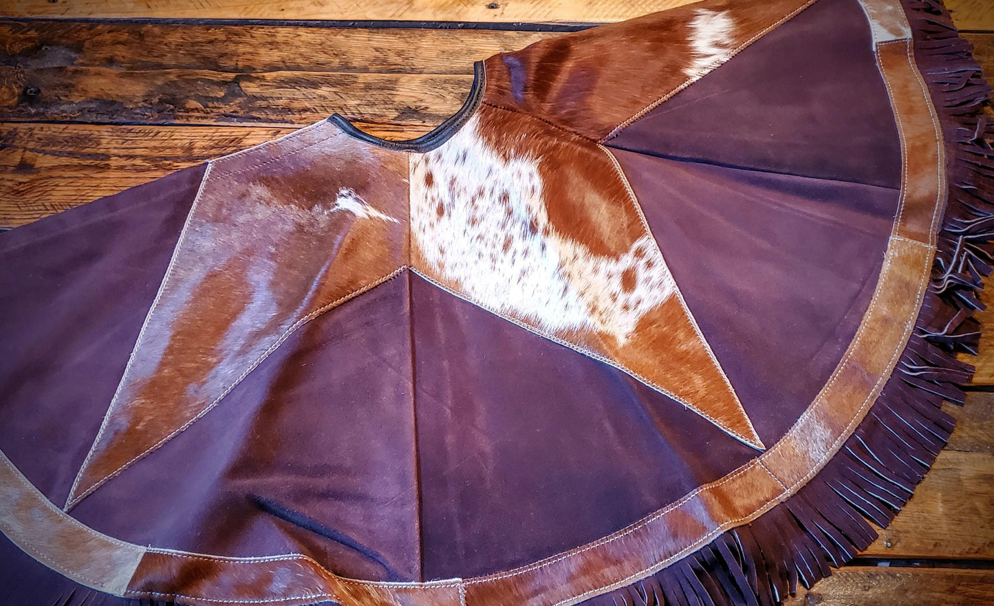 Genuine Leather Cowhide Fringe Christmas Tree Skirts