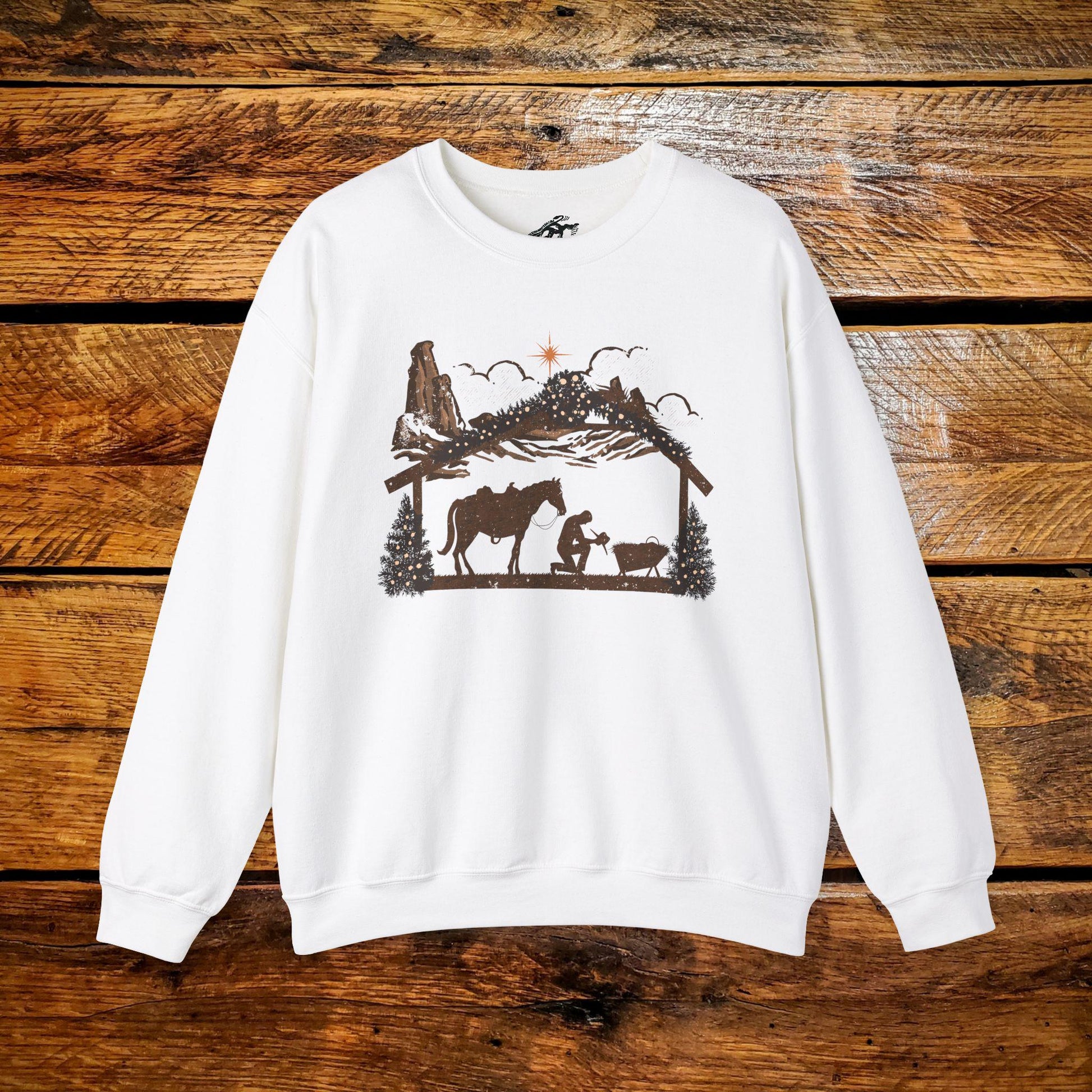 Cowboy Nativity Manger Scene - Premium Vintage Western Sweatshirt - Pick Your Color - Youth & Adult Sizes