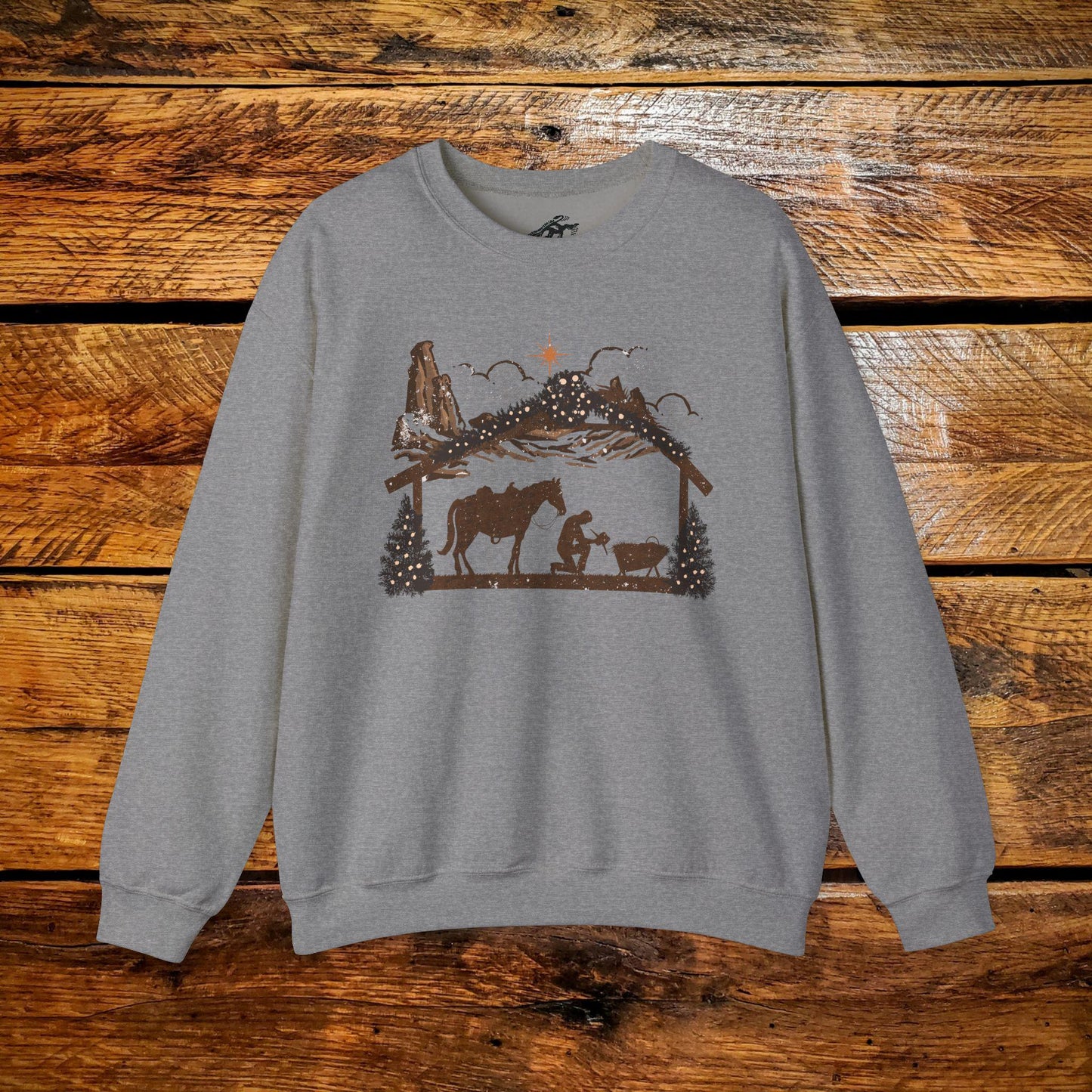 Cowboy Nativity Manger Scene - Premium Vintage Western Sweatshirt - Pick Your Color - Youth & Adult Sizes