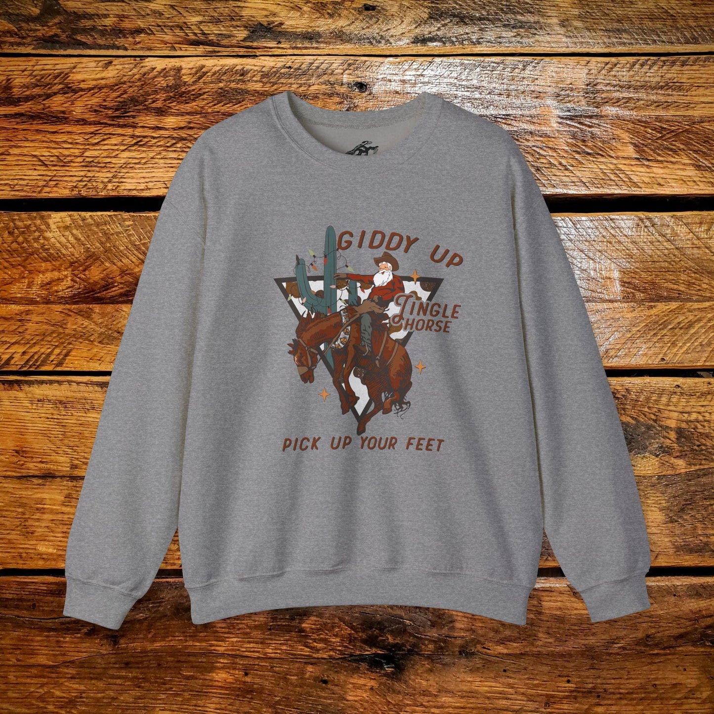 Giddy Up Jingle Horse Cowboy Santa - Premium Vintage Western Sweatshirt - Pick Your Color - Youth & Adult Sizes