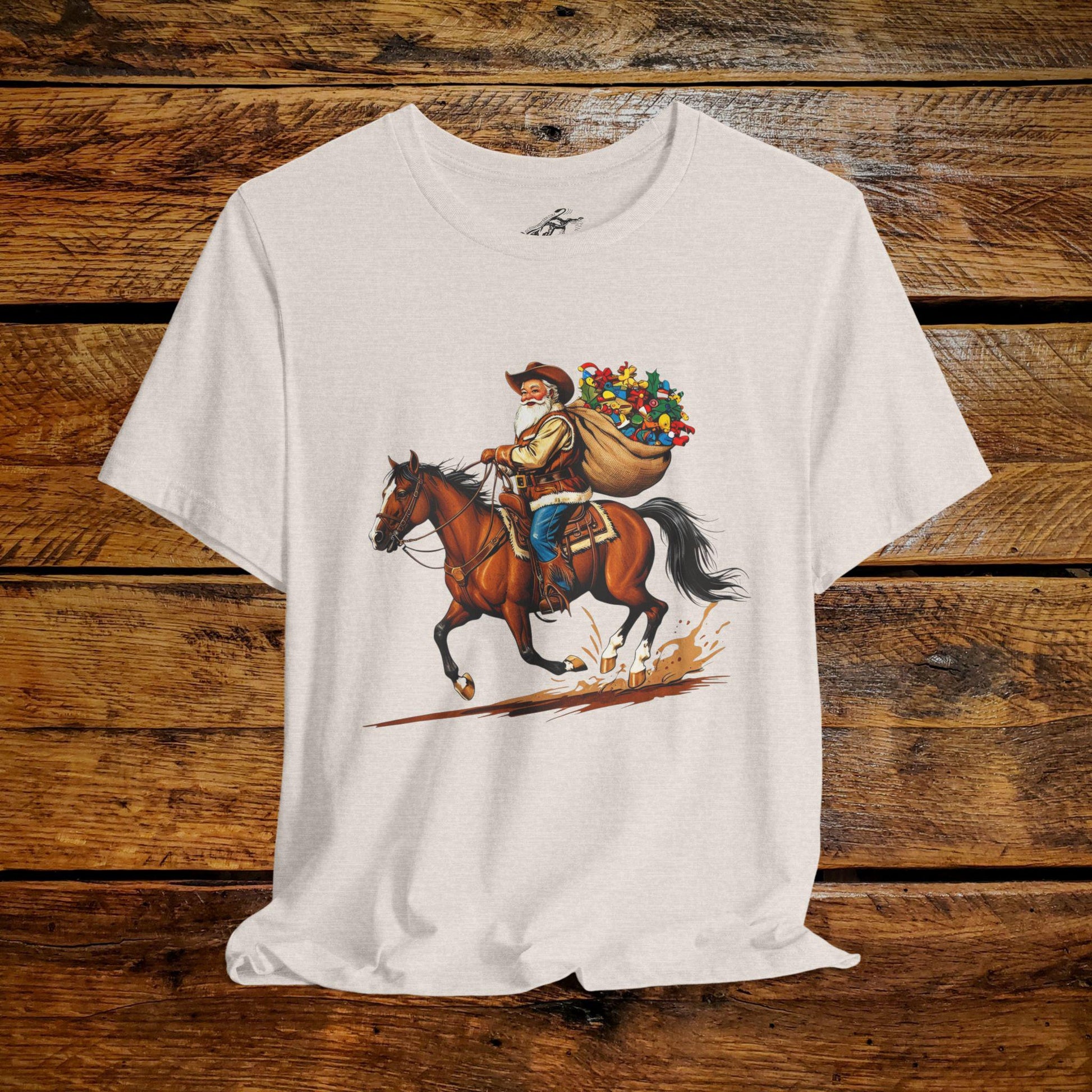 Vintage Cowboy Santa Riding Horse - Premium Extra Soft Vintage Western Tee Shirt - Pick Your Color - Baby, Toddler, Youth, Adult Sizes