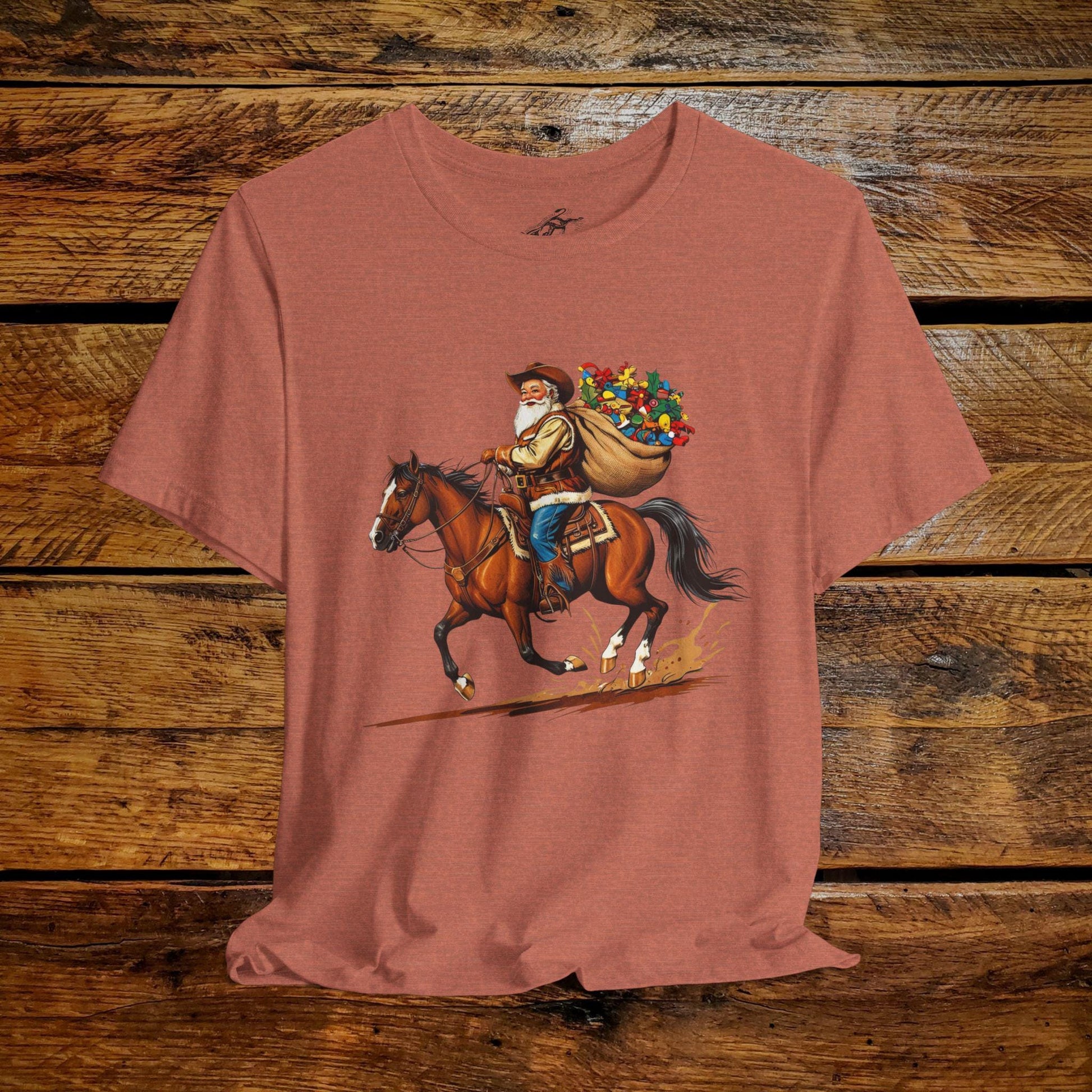 Vintage Cowboy Santa Riding Horse - Premium Extra Soft Vintage Western Tee Shirt - Pick Your Color - Baby, Toddler, Youth, Adult Sizes