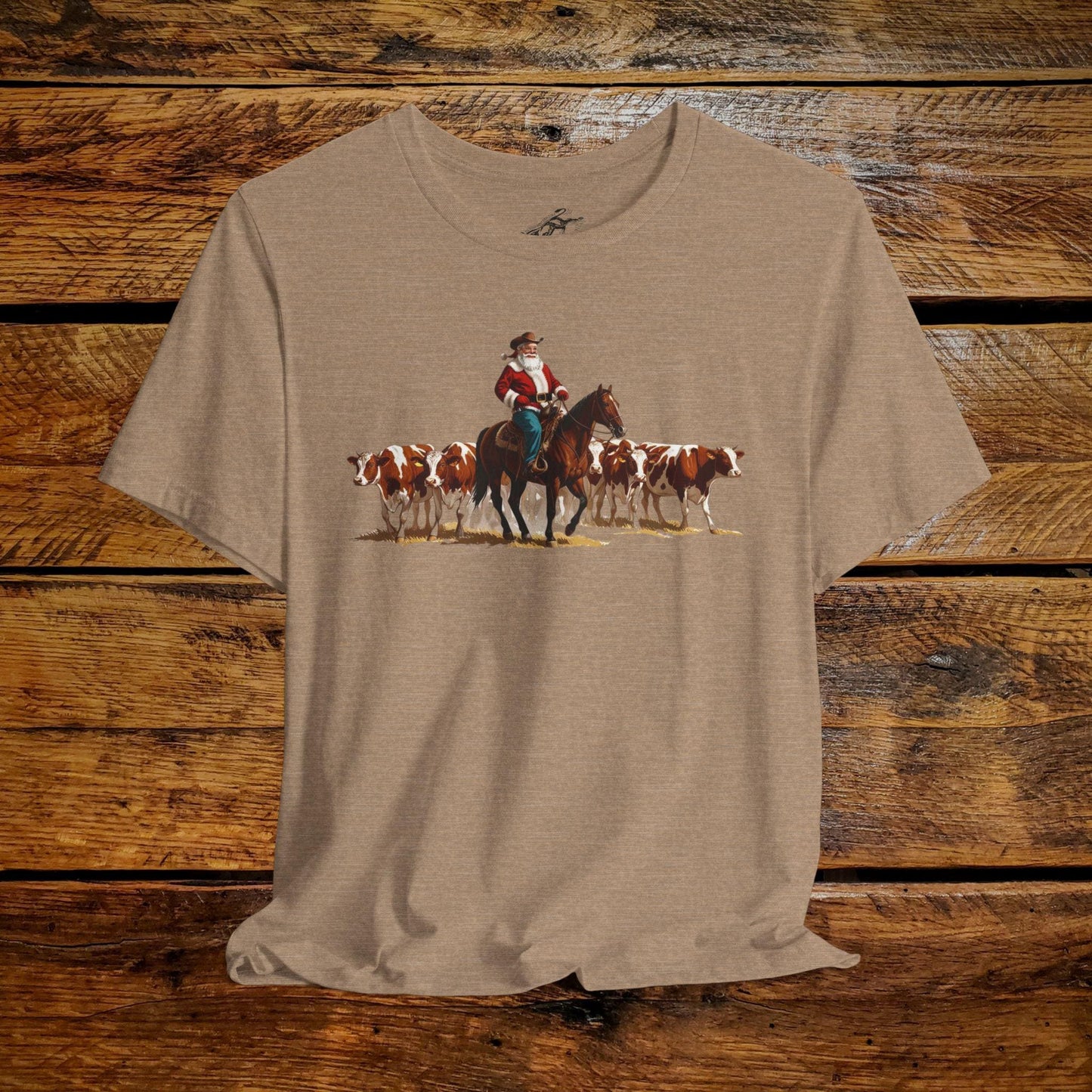 Vintage Ranch Cowboy Santa & Cows - Premium Extra Soft Vintage Western Tee Shirt - Pick Your Color - Baby, Toddler, Youth, Adult Sizes