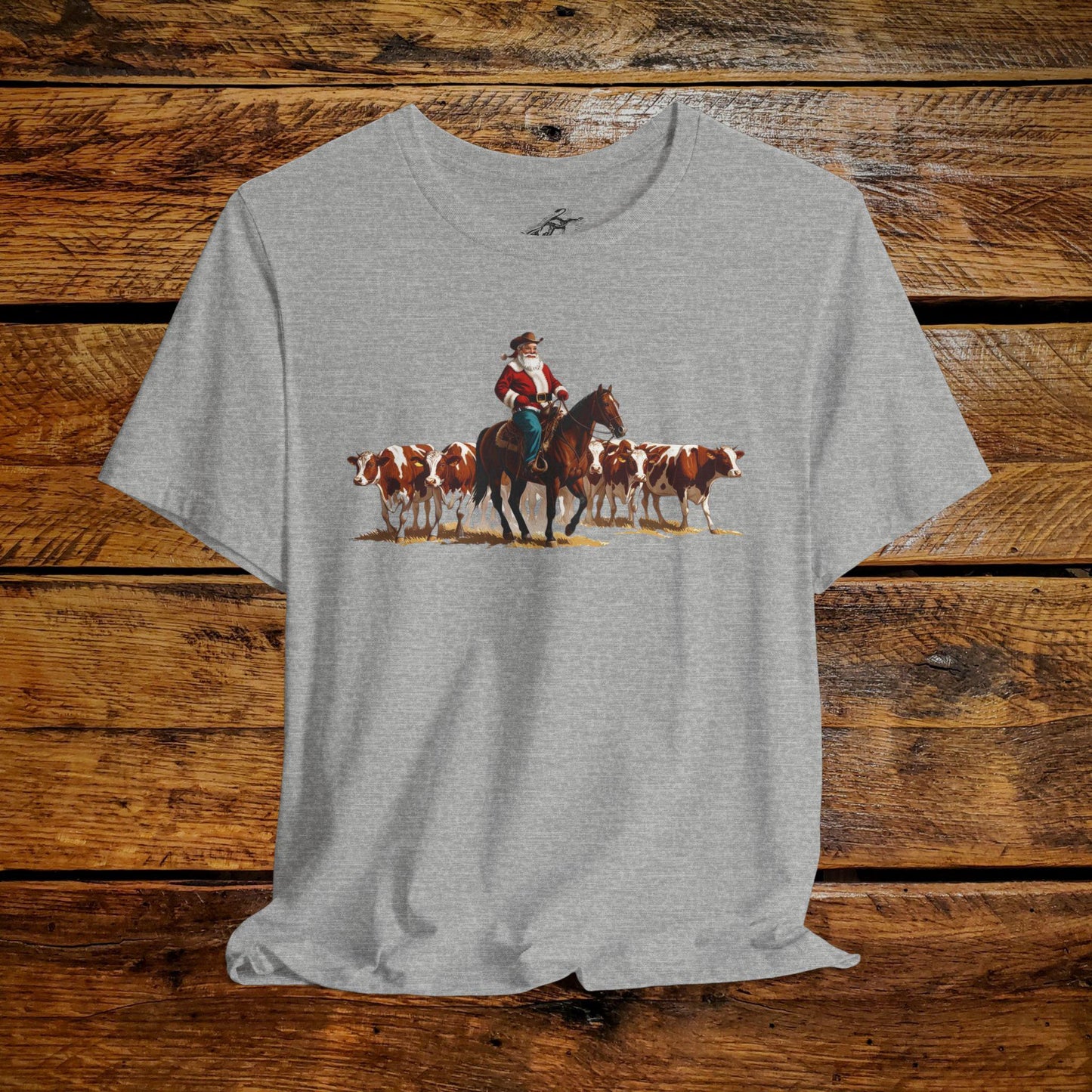 Vintage Ranch Cowboy Santa & Cows - Premium Extra Soft Vintage Western Tee Shirt - Pick Your Color - Baby, Toddler, Youth, Adult Sizes