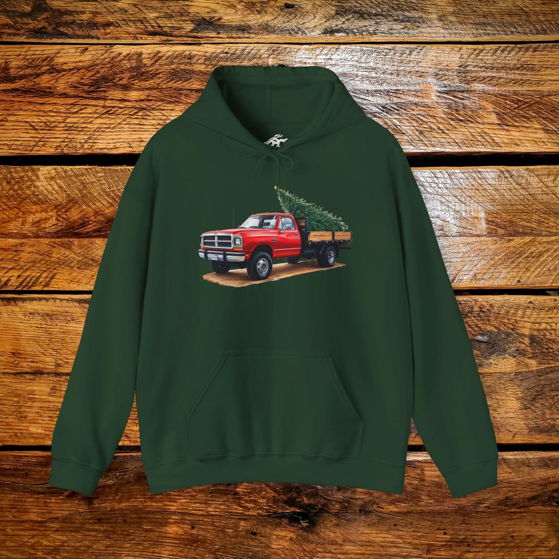 Vintage Ranch Truck with Christmas Tree - Premium Vintage Western Hoodie - Pick Your Color - Youth & Adult Sizes