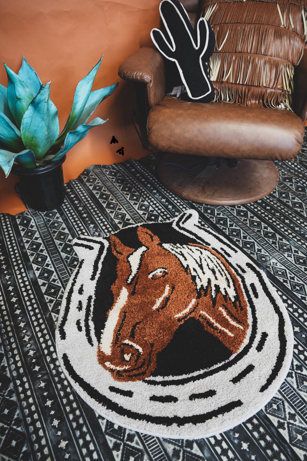 Western Chenille Anti-Slip Accent/ Bathroom Rugs - Hereford, Concho, Horse