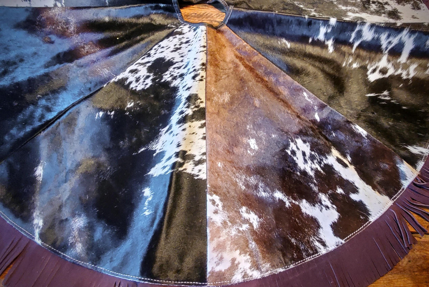 Genuine Leather Cowhide Fringe Christmas Tree Skirts