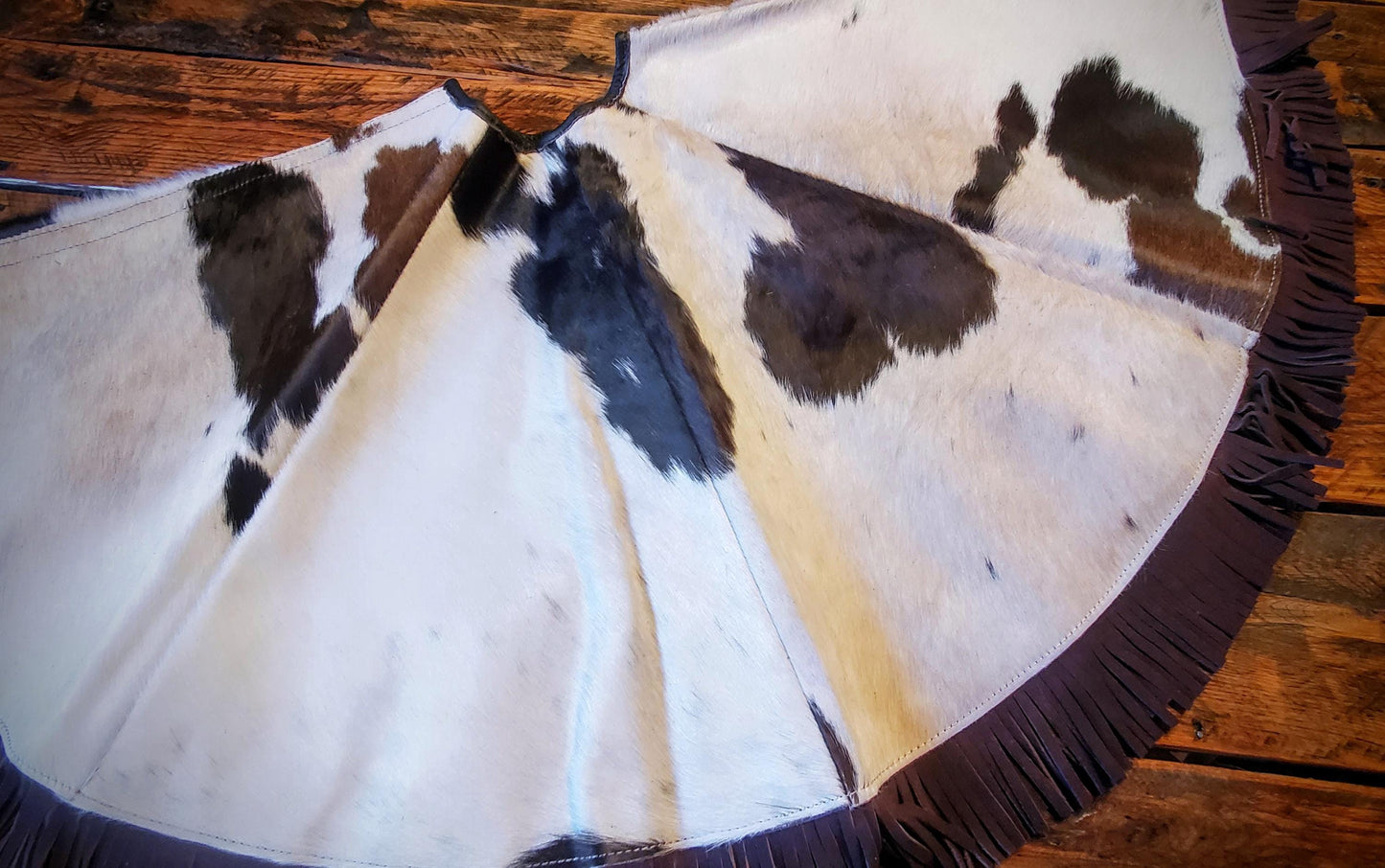 Genuine Leather Cowhide Fringe Christmas Tree Skirts