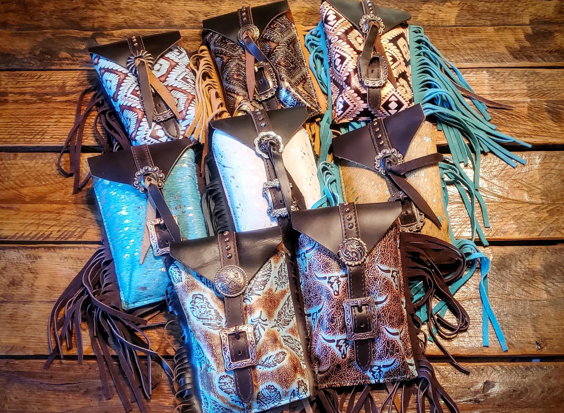 Genuine Cowhide Saddle Pouches / Horn Bags - Great Gifts, Stocking Stuffers!