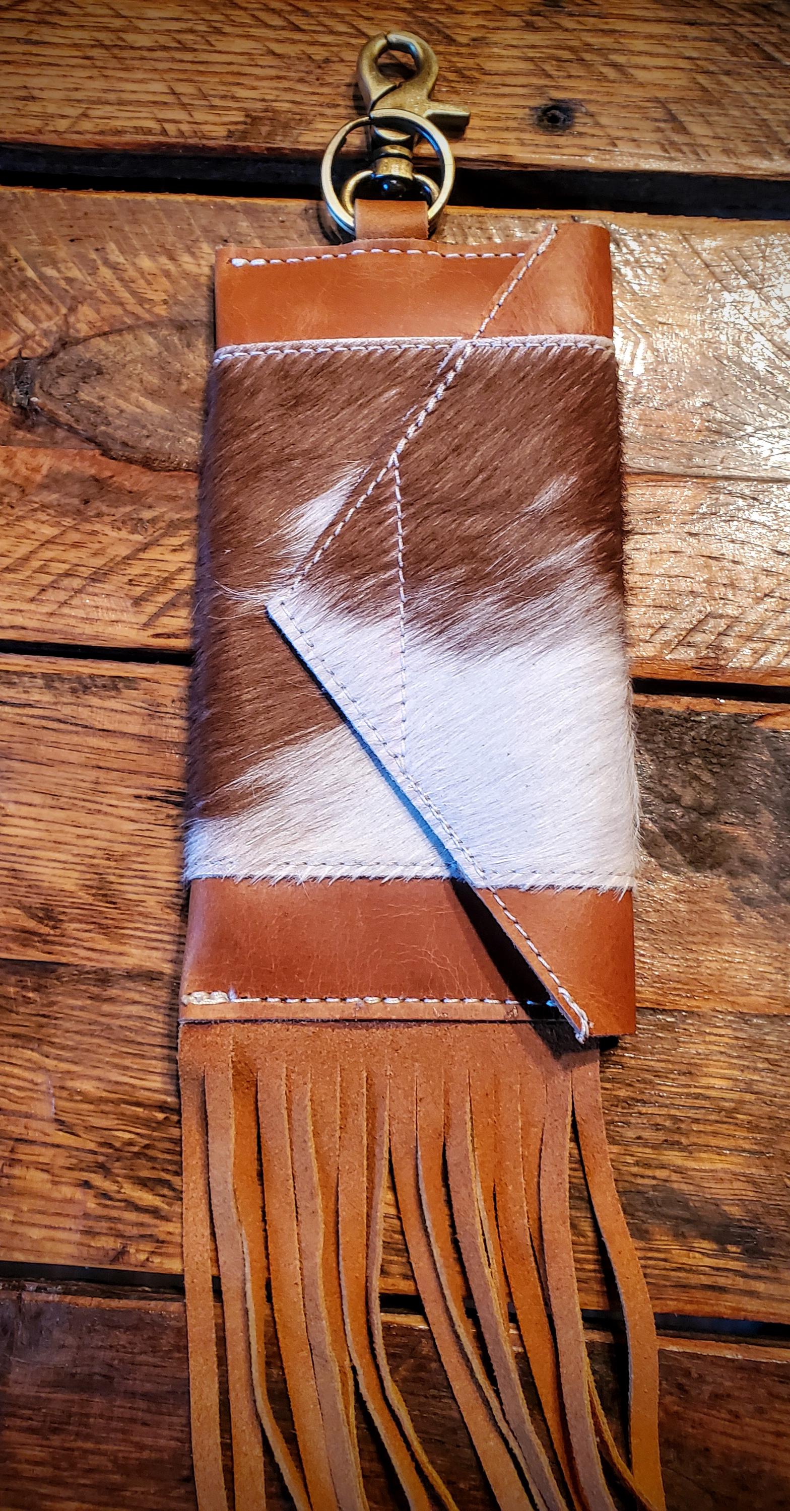 Genuine Cowhide Clip-On Phone Saddle Pouches - Great Gifts & Stocking Stuffers!