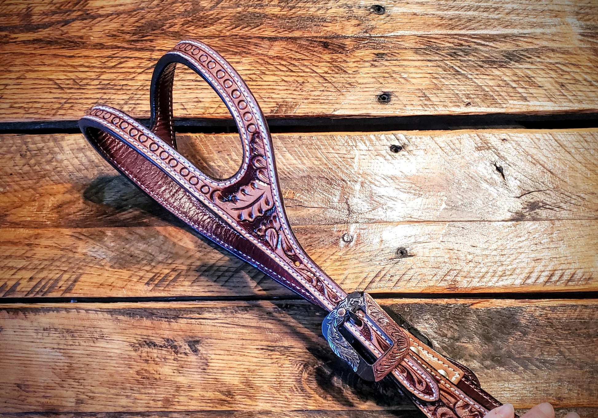 Gorgeous Hand Tooled Leather Split Ear Headstall