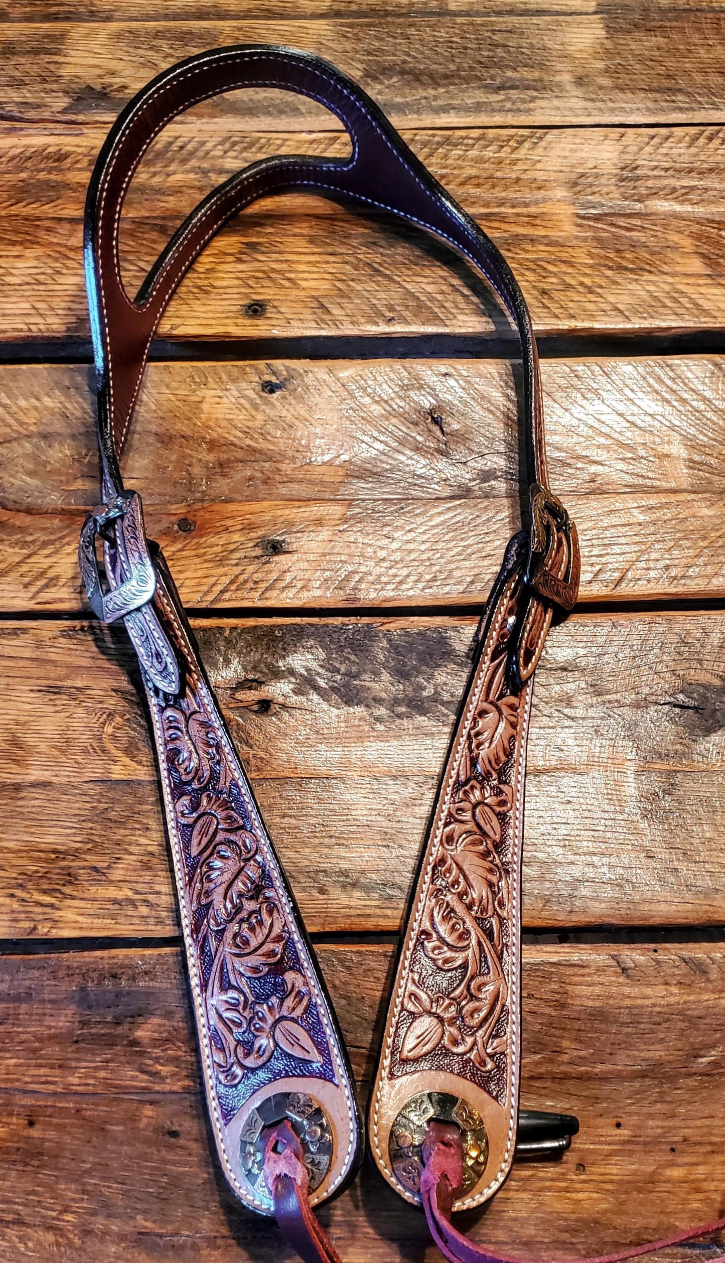 Gorgeous Hand Tooled Leather Split Ear Headstall