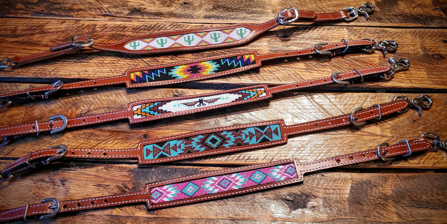 Adjustable Beaded Leather Wither Straps - Great Gifts for horse lovers!