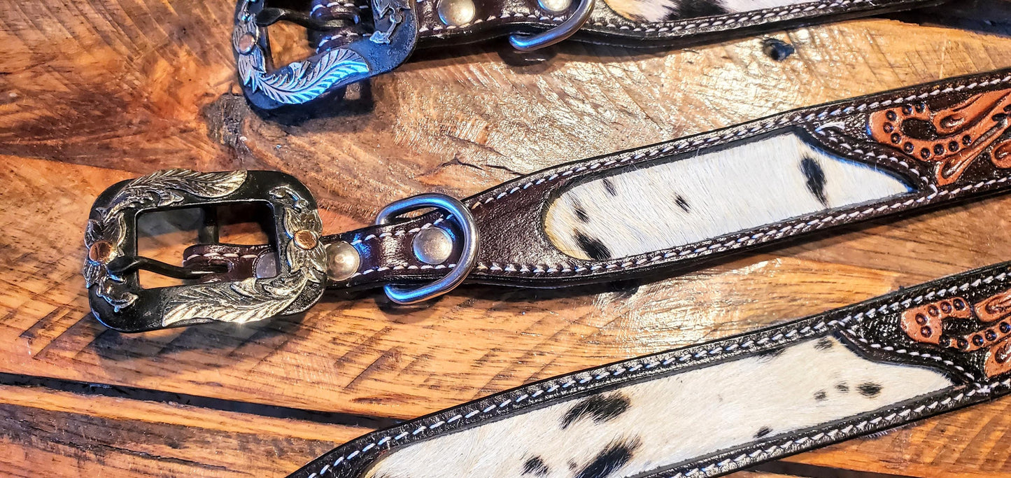 Genuine Hand Tooled Leather Dog Collars with Fancy Engraved Buckles - Great Gifts & Stocking Stuffers!