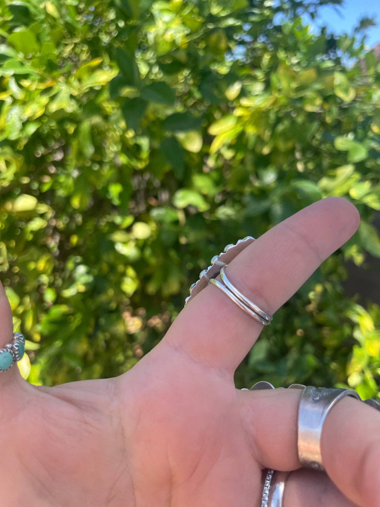 “The Aspen” Navajo Sterling Silver Cluster Turquoise Ring Signed