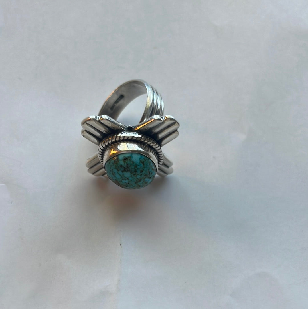 Amazing Zia Sterling Silver & Turquoise  Ring Size 9 Signed