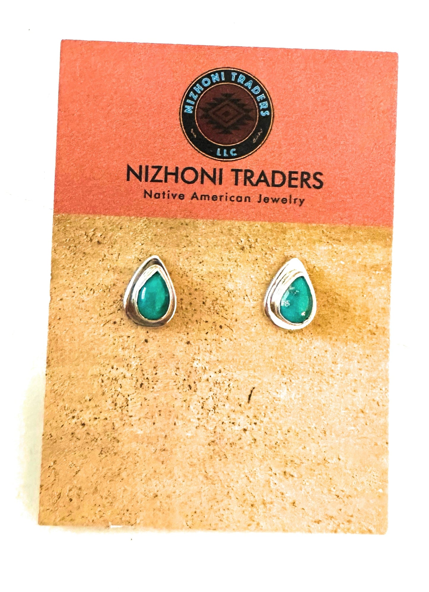 Navajo Turquoise & Sterling Silver Teardrop Stud Earrings